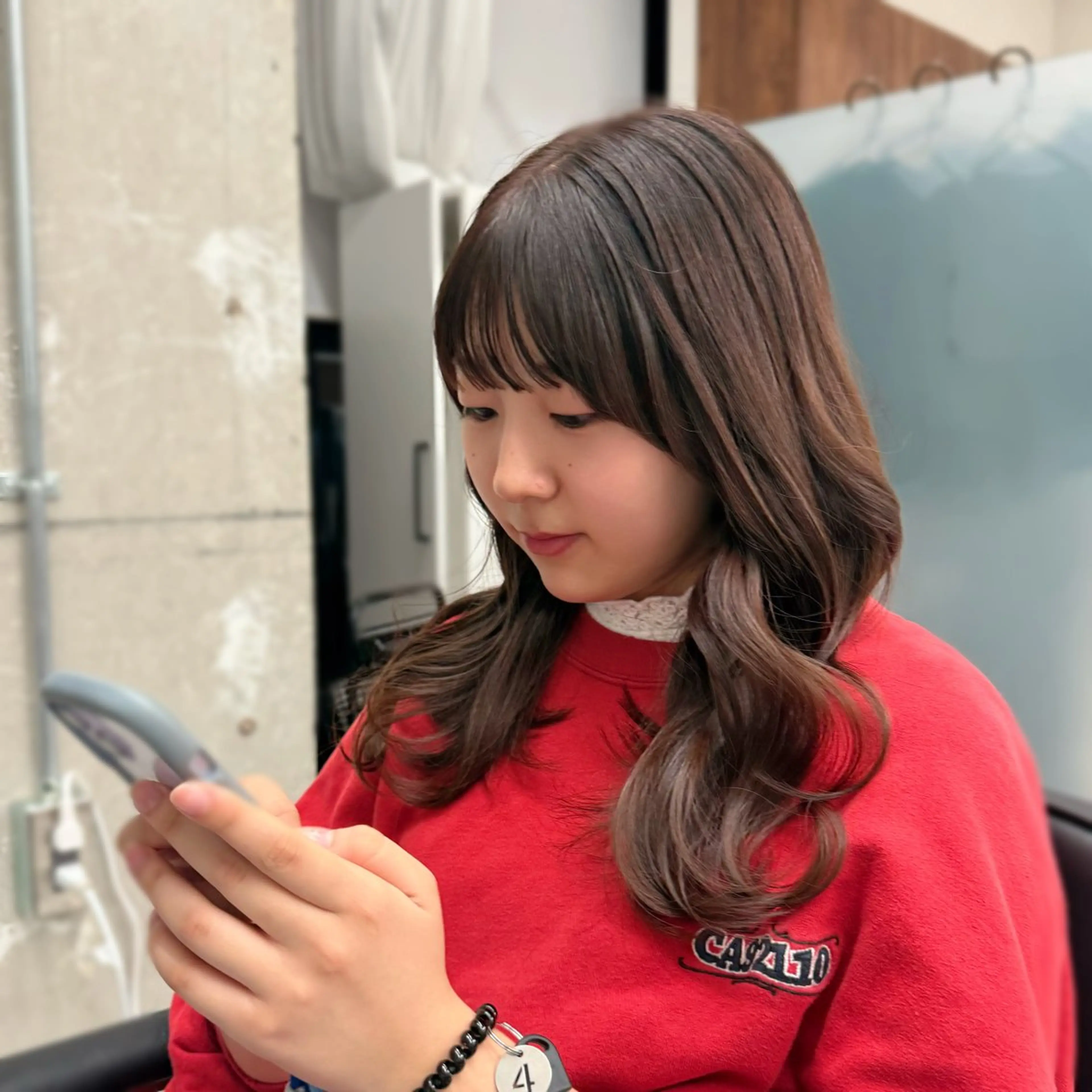 セミロング カラー ブラウンカラー オレンジ カット ヘアカラー トリートメント 縮毛矯正+モテカラー 🎀✨MIHOのヘアスタイル