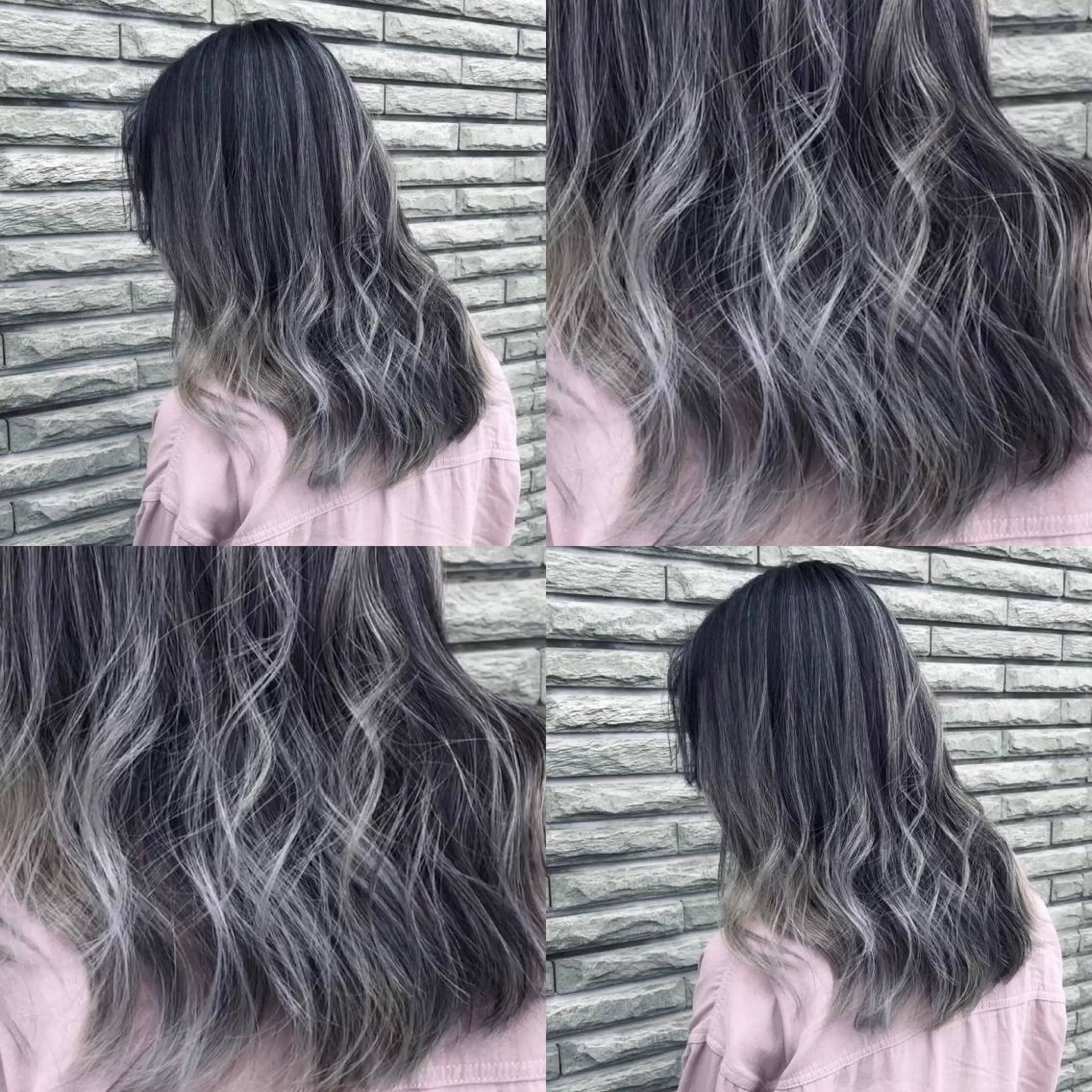 ミディアム カラー ヘアアレンジ ショートボブ シールエクステ バレイヤージュ デザインカラー ハイライトカラー アンドウ ユウ/ レイヤーカット/韓国のヘアスタイル