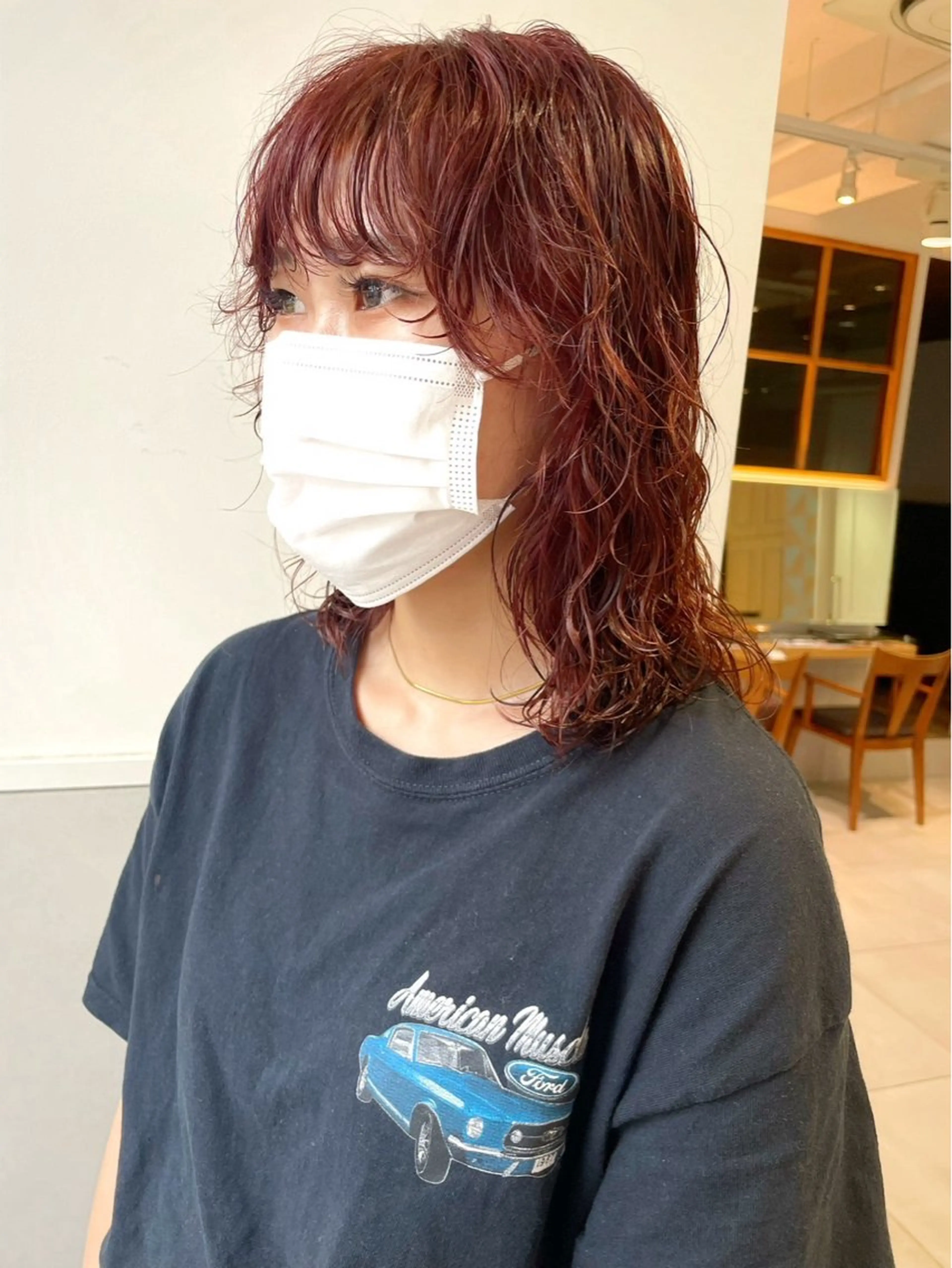 ミディアム パーマ 谷川 あかりのヘアスタイル