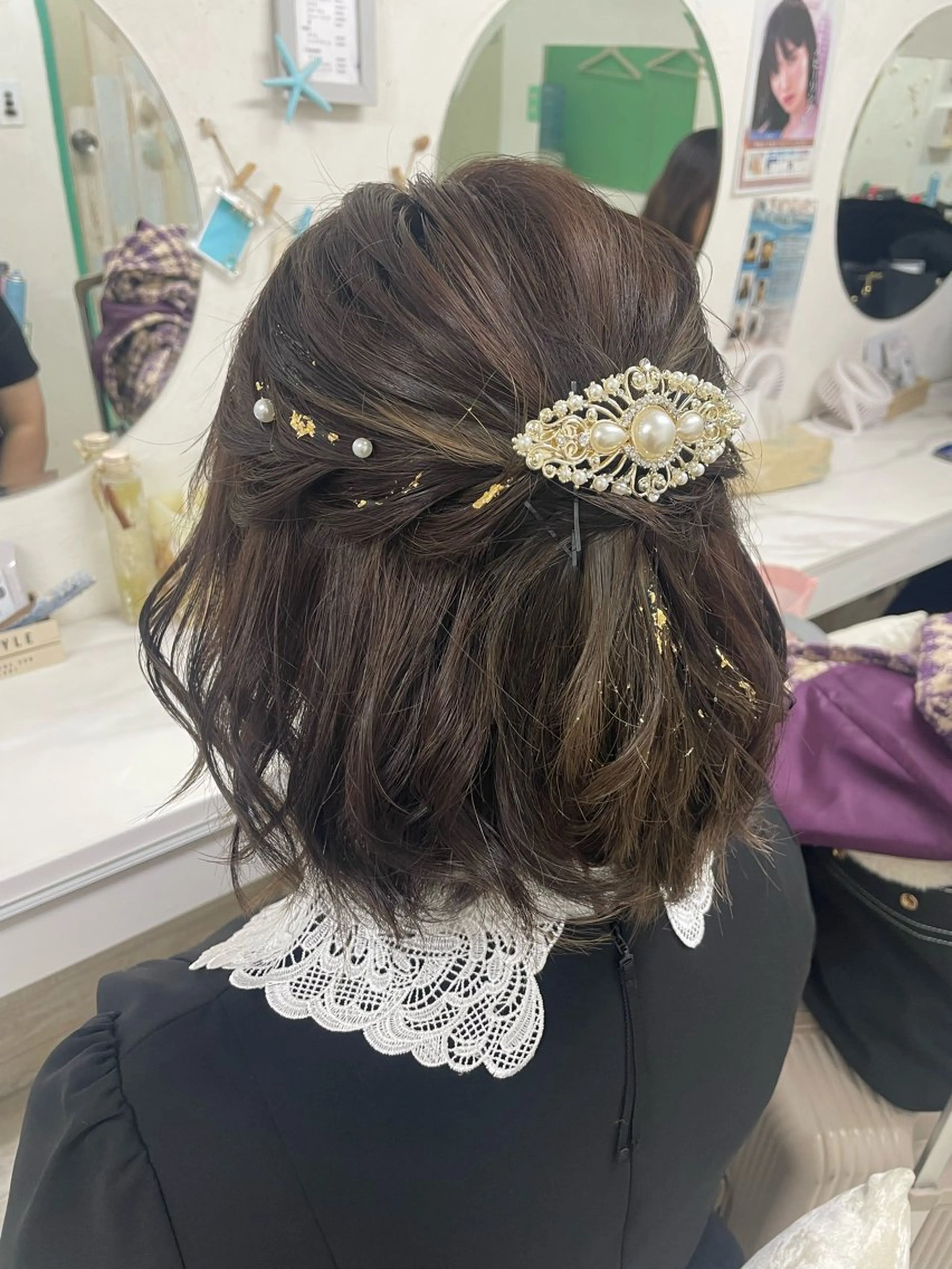 セミロング 卒業式のヘアスタイル ヘアセット 六本木/ヘアセット /hairmakeのヘアスタイル