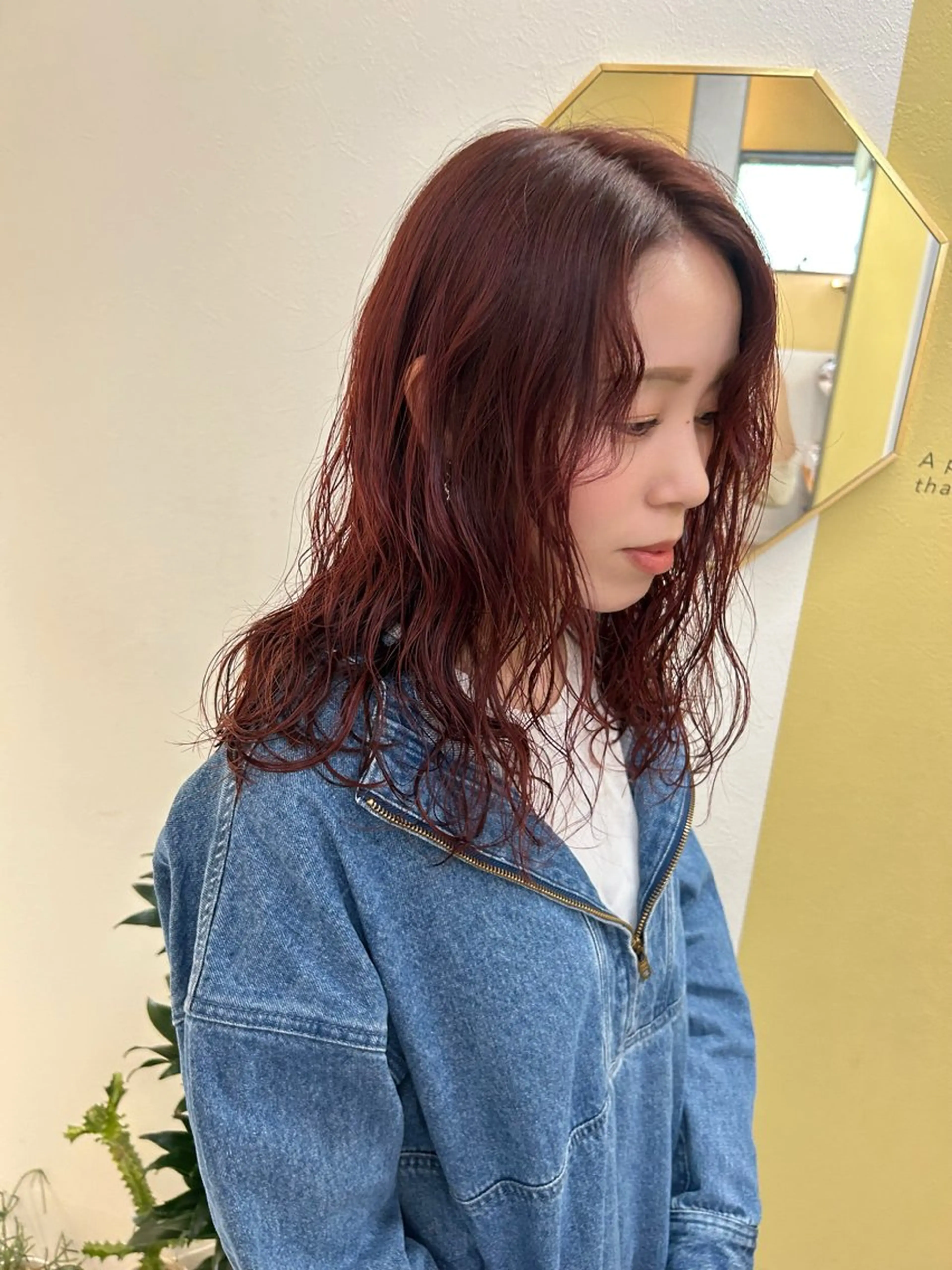 ロング カラー パーマ レッドカラー カット ヘアカラー トリートメント hub hair レイヤー/透明感のヘアスタイル