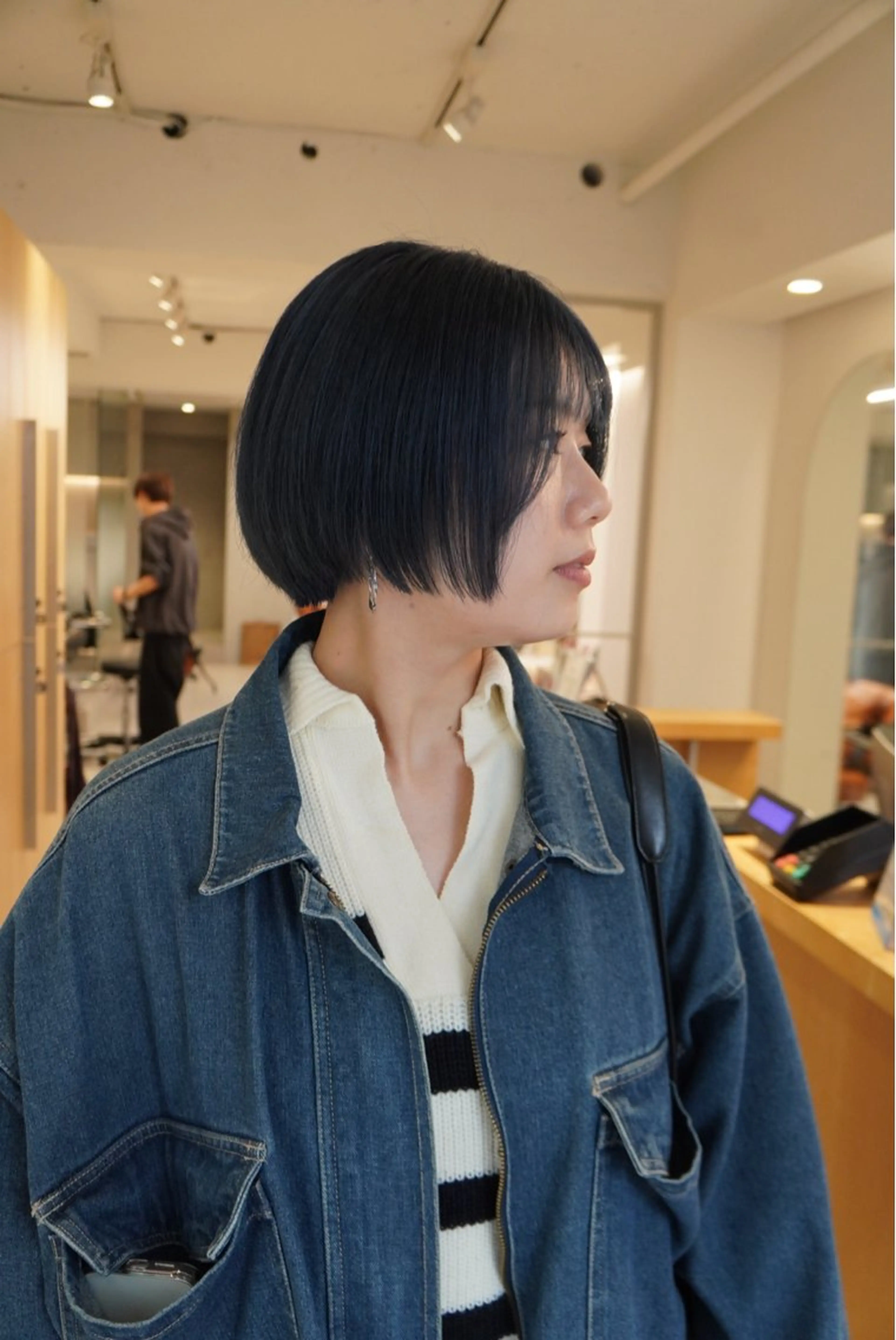 ミディアム ヘアカラー トリートメント 小顔レイヤー×コンパ クトボブ/林隆平のヘアスタイル