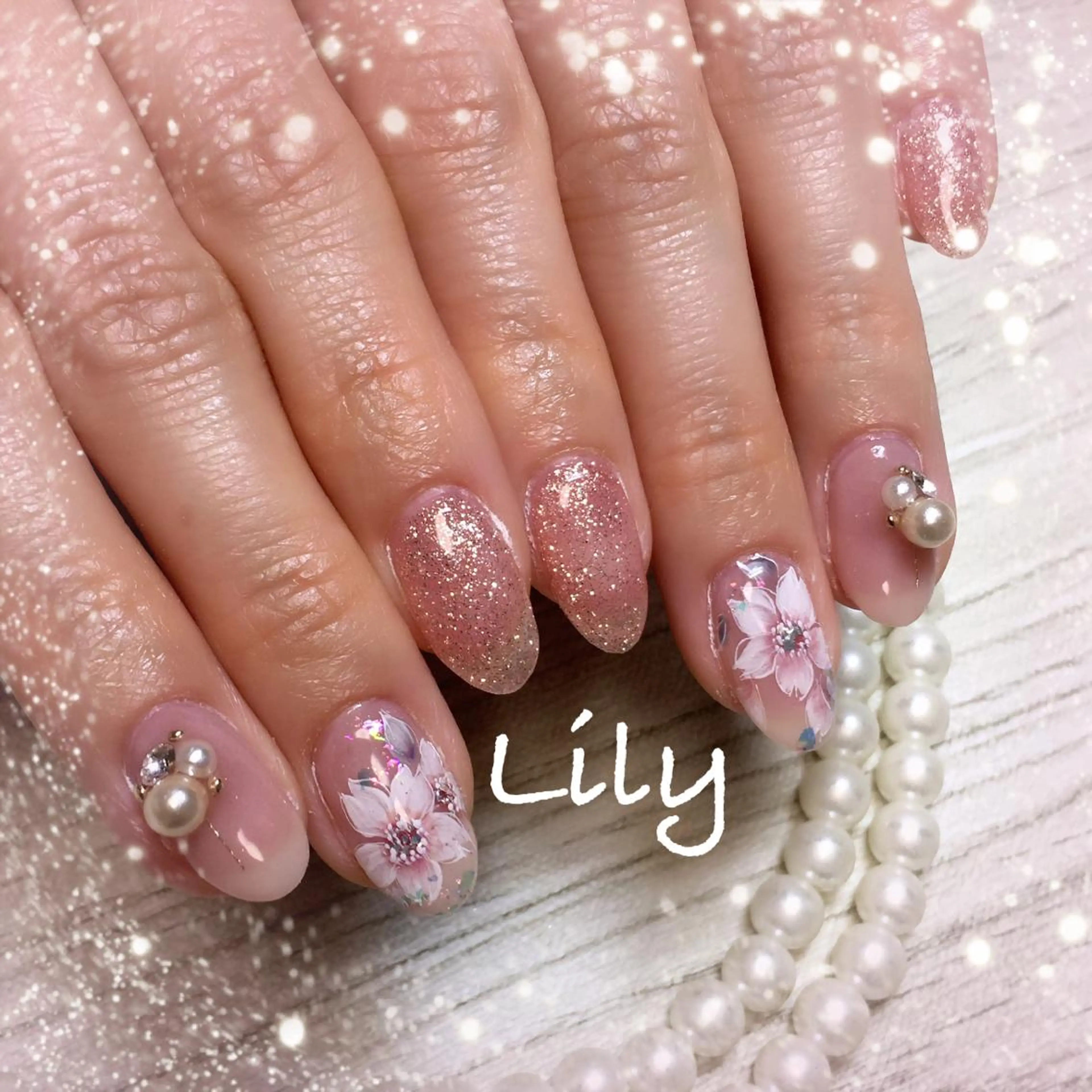 ネイル 桜ネイル ハンドネイル Nailsalon Lilyのネイルデザイン
