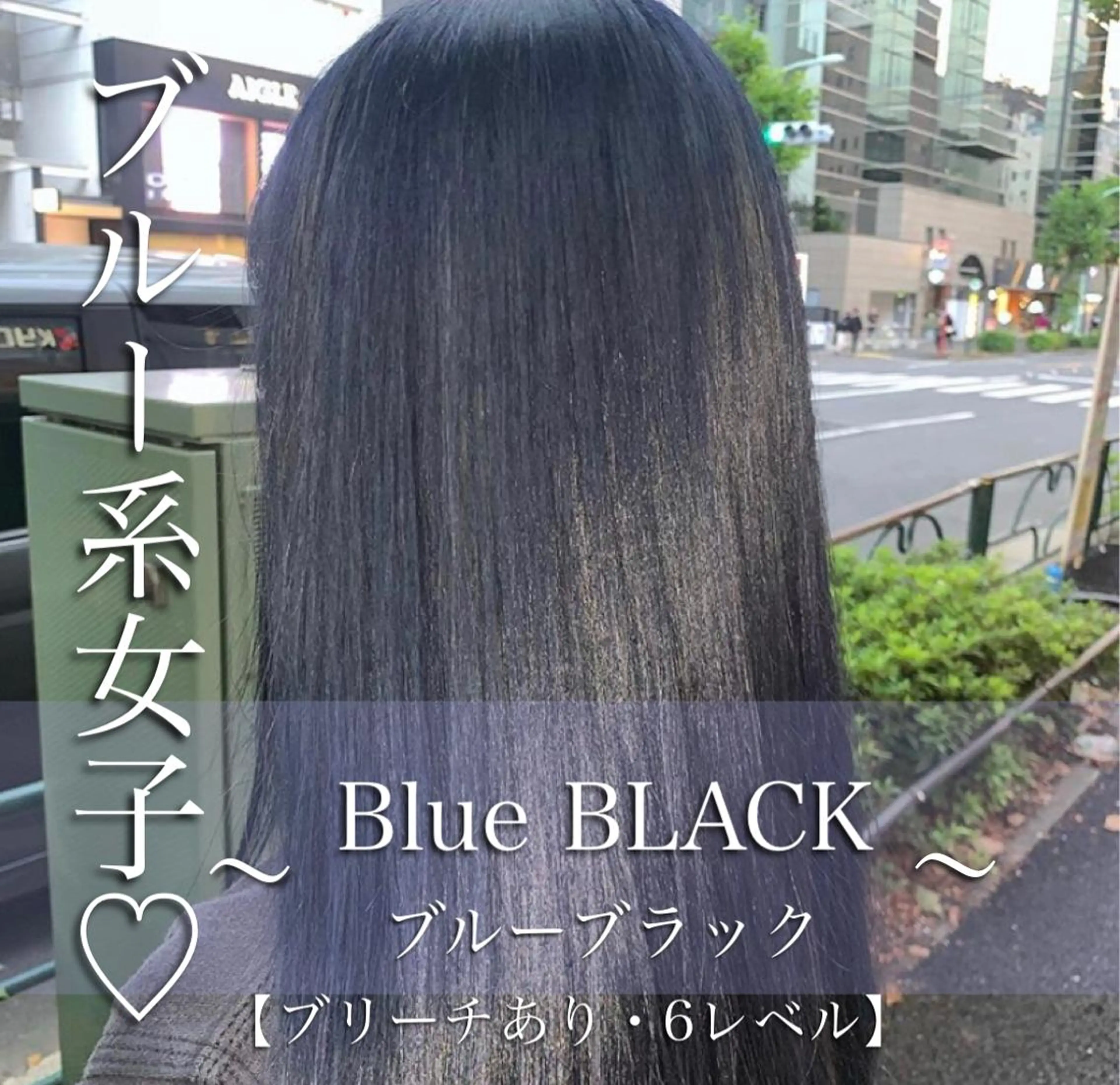 ロング カラー 黒髪 ブルーカラー ブルーブラック くすみミルクティー／ ブラウン🪡TOWAのヘアスタイル