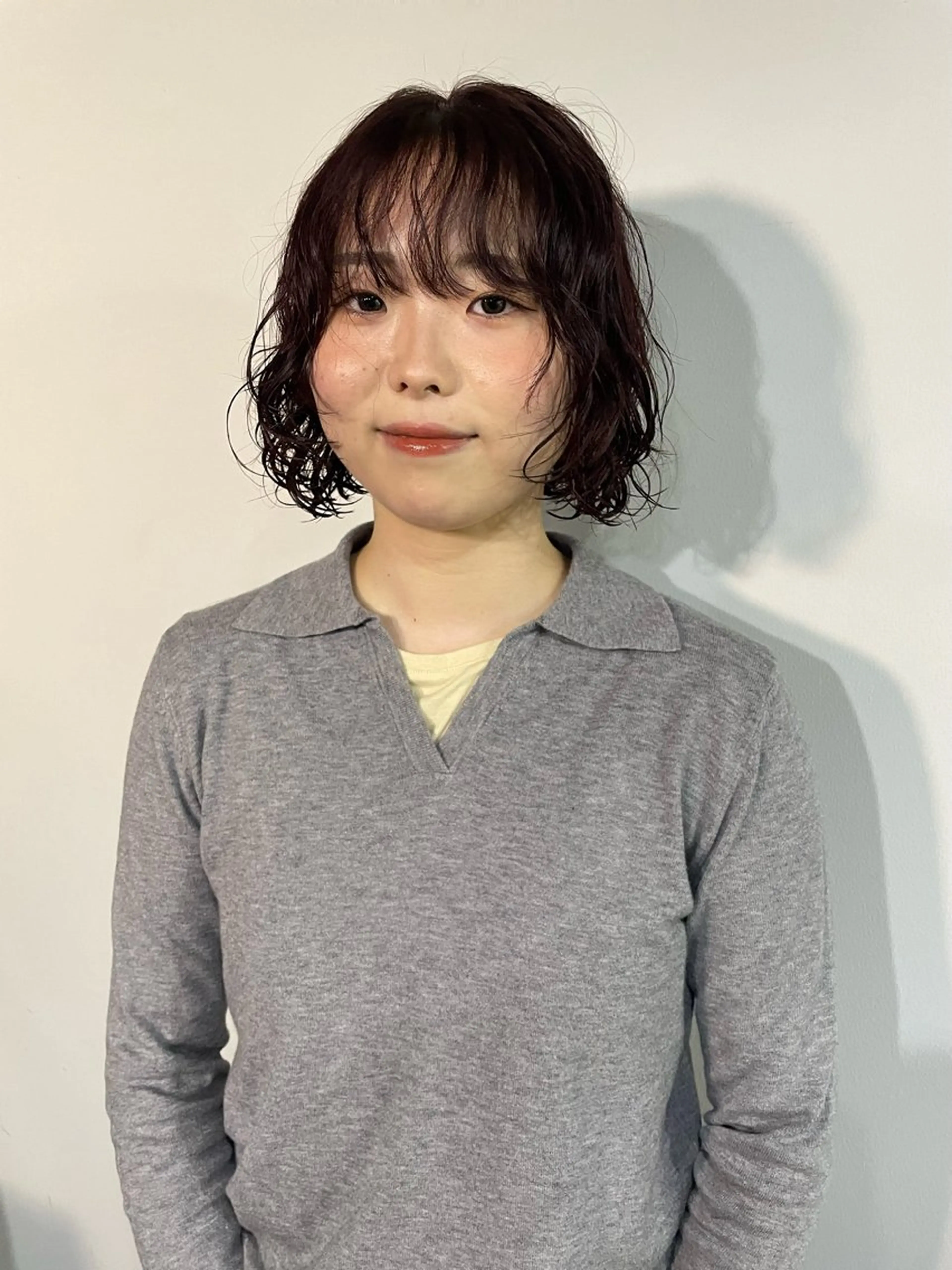 ミディアム カラー パーマ ヘアカラー カットモデル/ ハイトーン/ゆうあのヘアスタイル