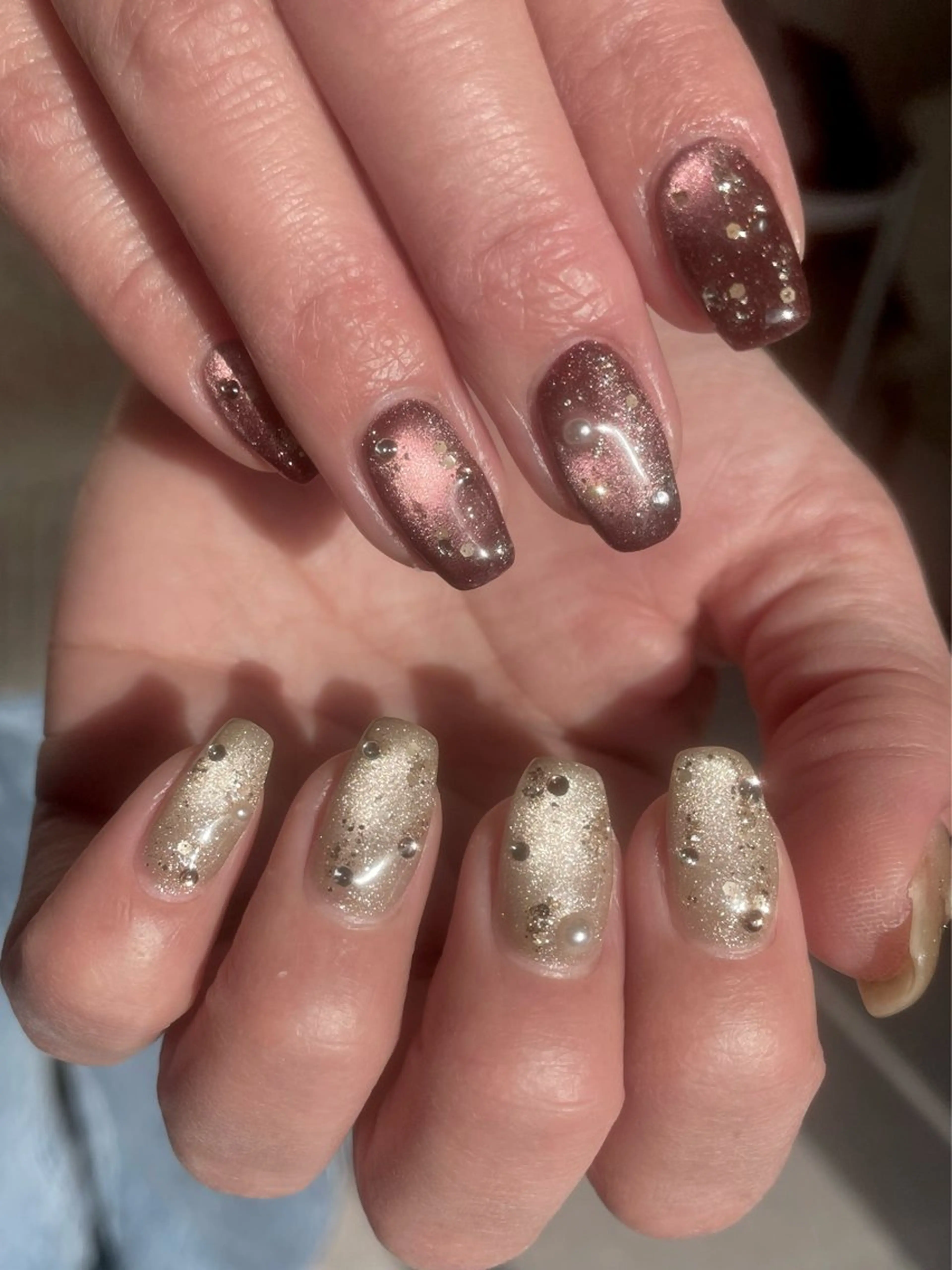 ネイル アートネイル ジェルネイル ラメ(グリッター) マグネットネイル ストーンネイル RISA joie nailのネイルデザイン