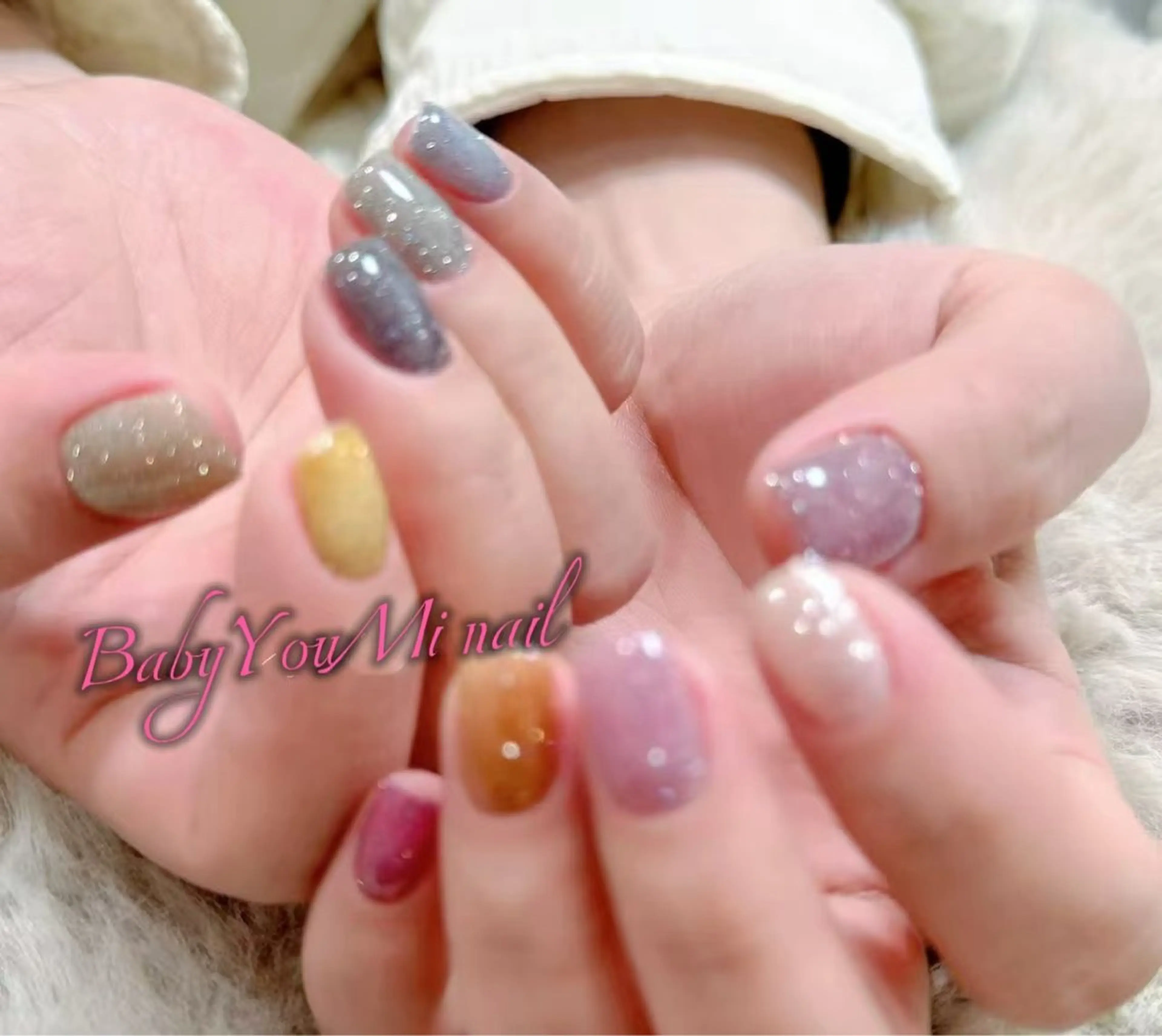 ネイル オーロラネイル フラワーネイル フットネイル フレンチネイル ジェルネイル ハンドネイル BabyYouMi nailのネイルデザイン