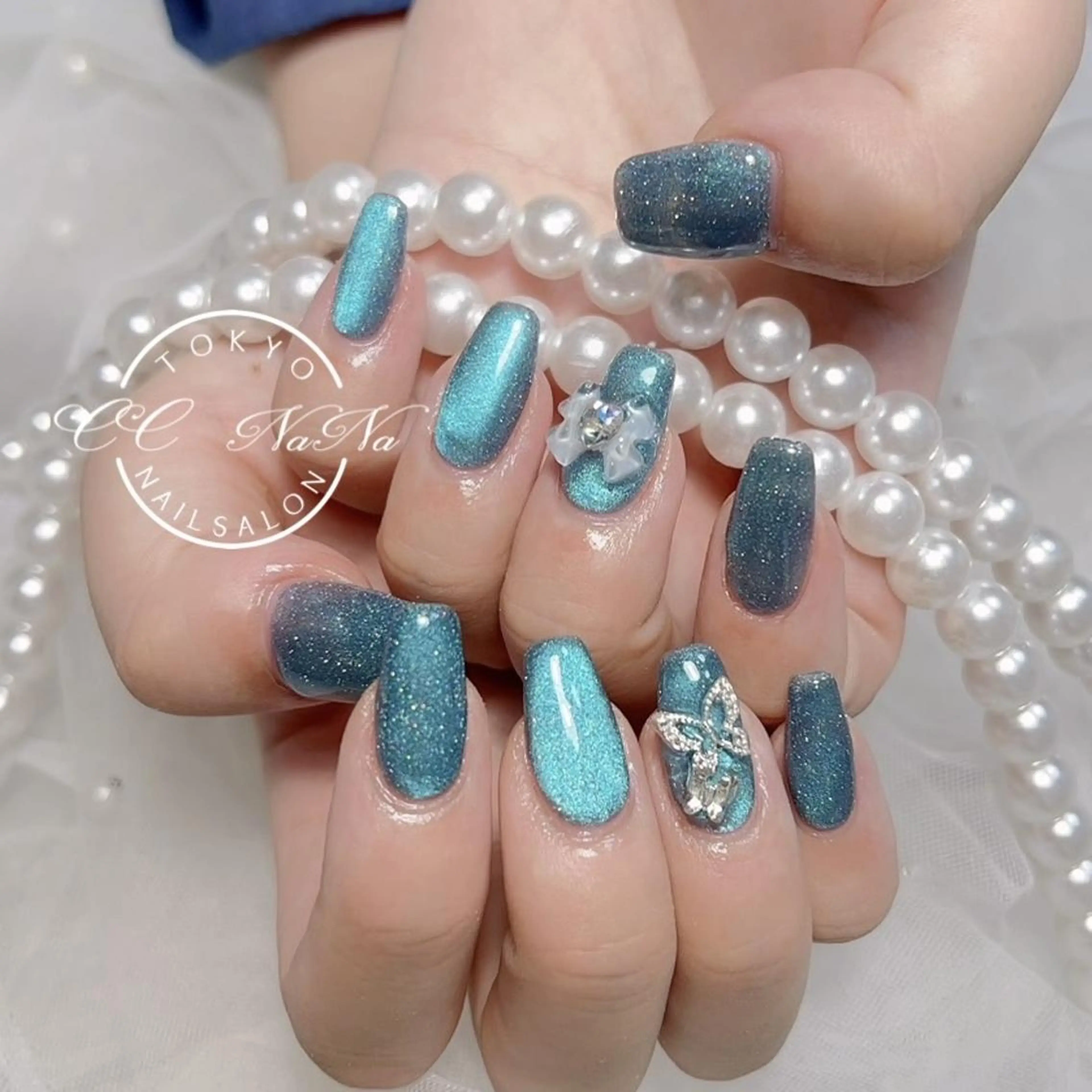 ネイル 韓国風ワンホンネイル パラジェル🩵roのネイルデザイン