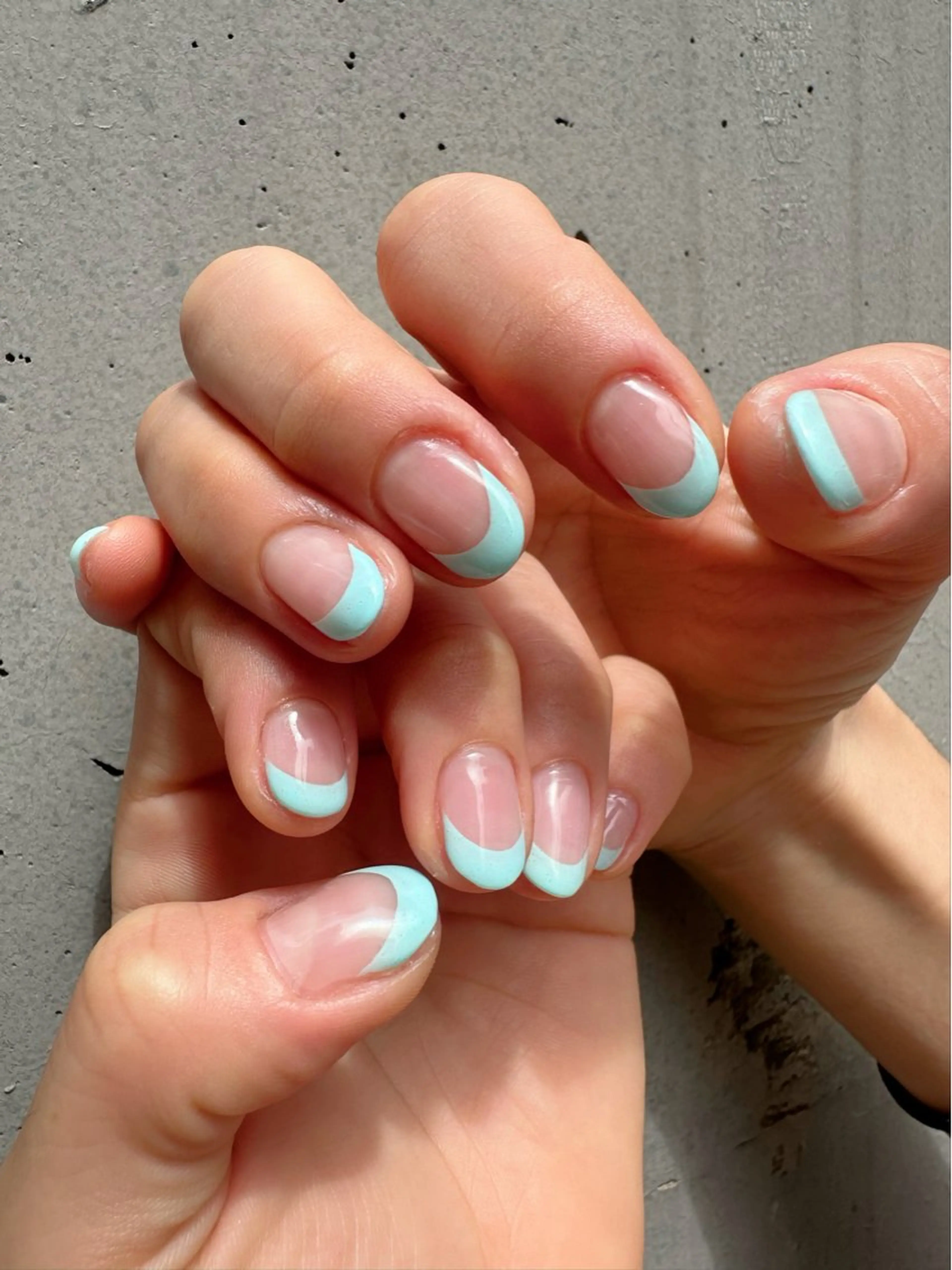 ネイル クリアネイル フレンチネイル 氷ネイル・うるうるネイル 韓国ネイル 水色 🪞KAPE NAIL 🪞のネイルデザイン