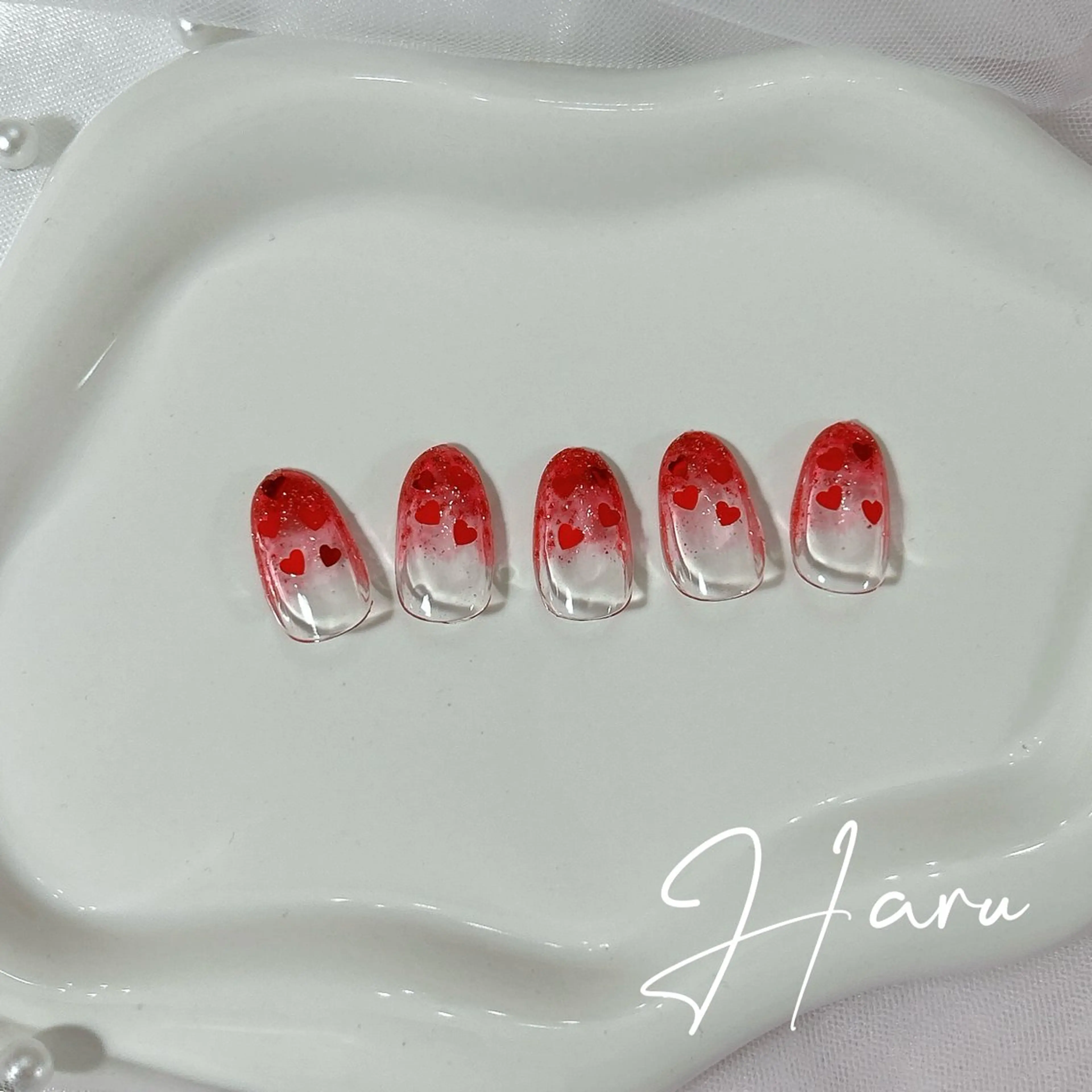 ネイル ハート ラメ(グリッター) ラメグラデーション Haru .mのネイルデザイン