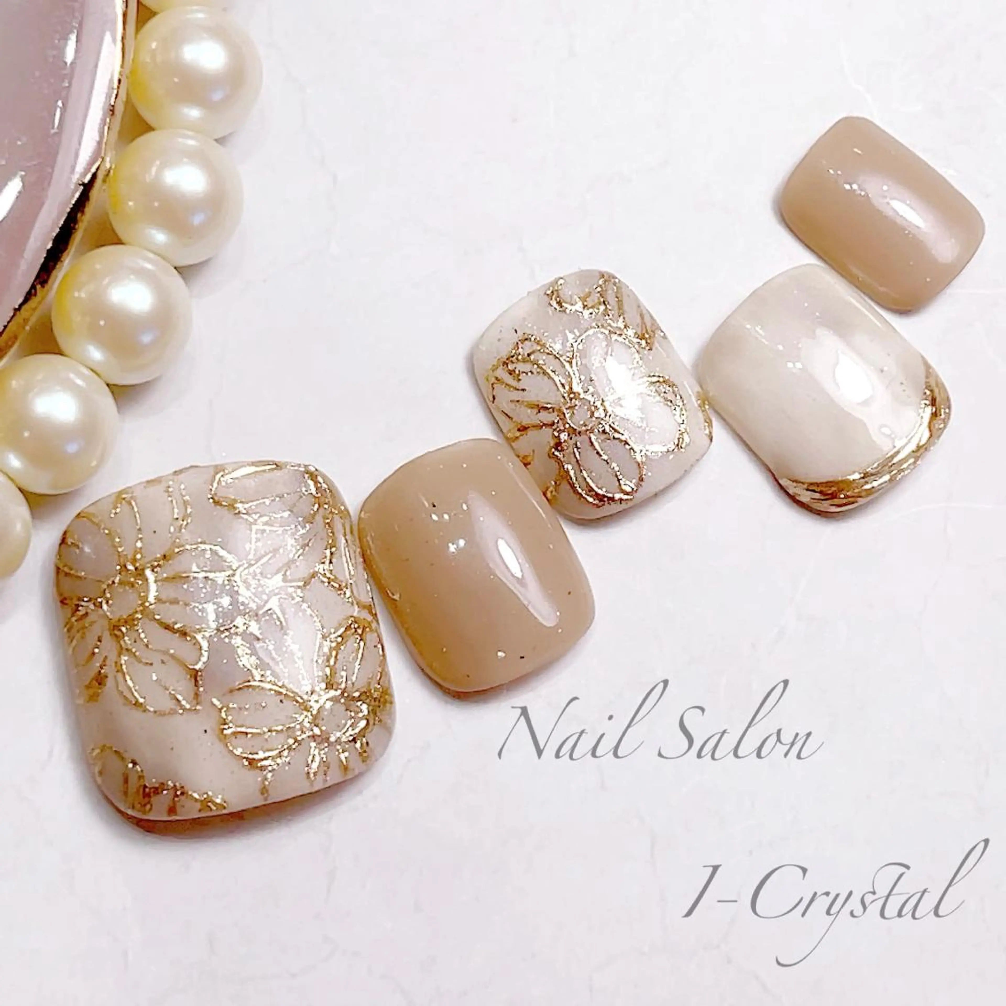 ネイル フットネイル 持ち込み 春ネイル ストーンネイル NailSalon  I-Crystal所属・中村 郁美のネイルデザイン