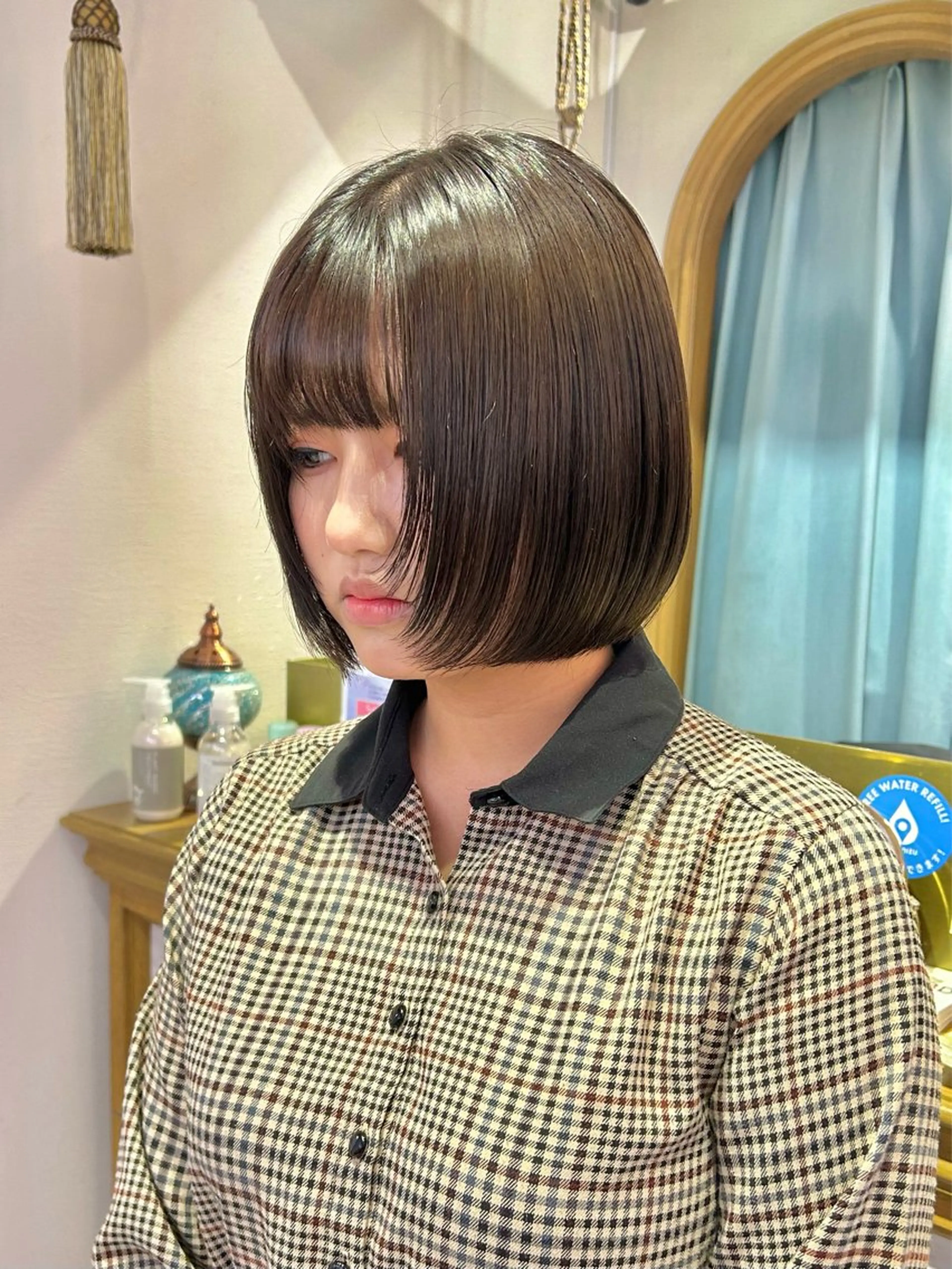 ミディアム カラー ヘアアレンジ ワンレンボブ ブリーチ ケアブリーチ ダブルカラー ハイトーンカラー 髪質改善【縮毛矯正】 北千住で美髪に導く人のヘアスタイル