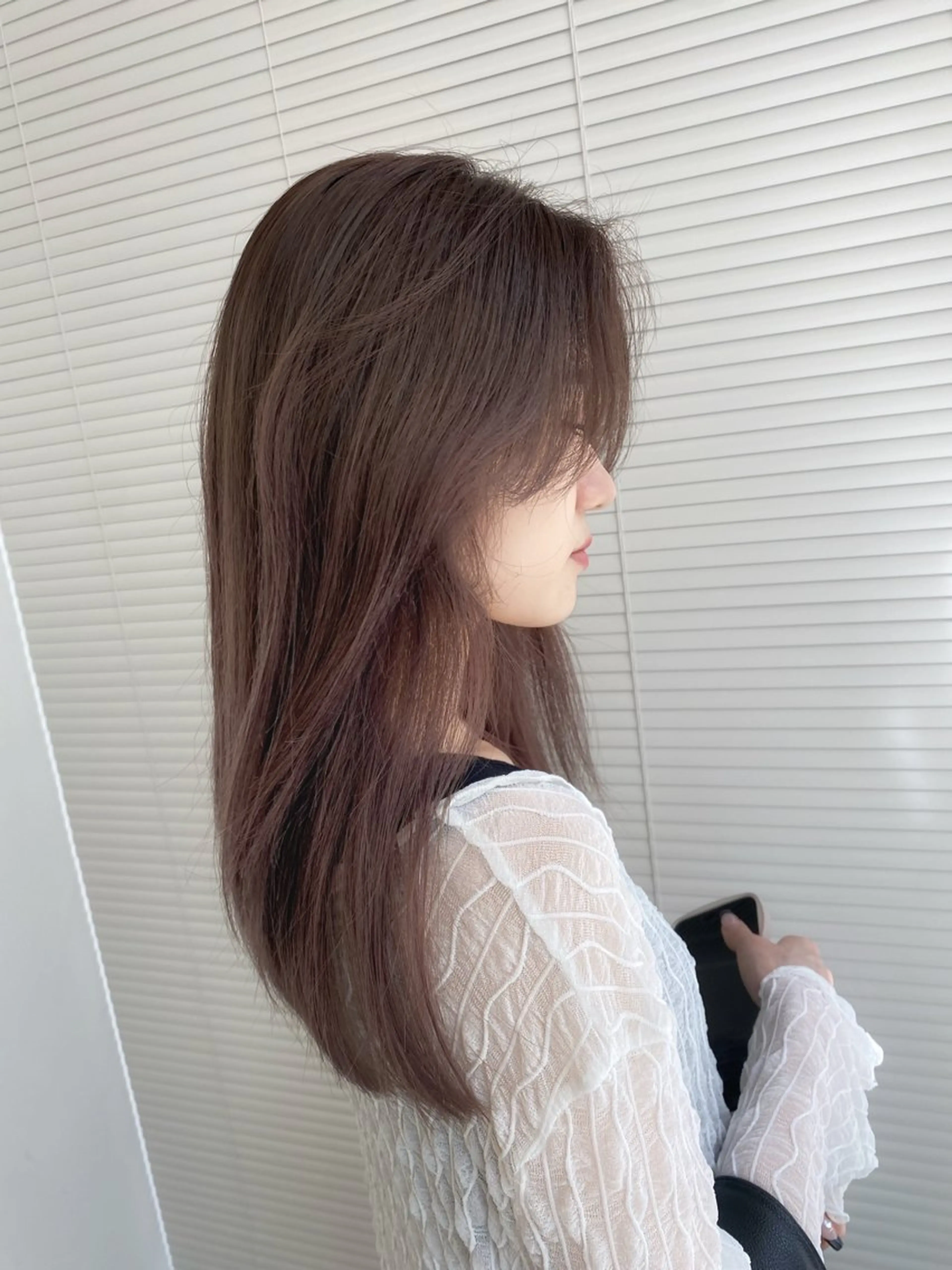 ロング カラー アッシュ ブリーチ グレージュ ラベンダーカラー ラベンダーグレージュ erika /韓国ヘアのヘアスタイル