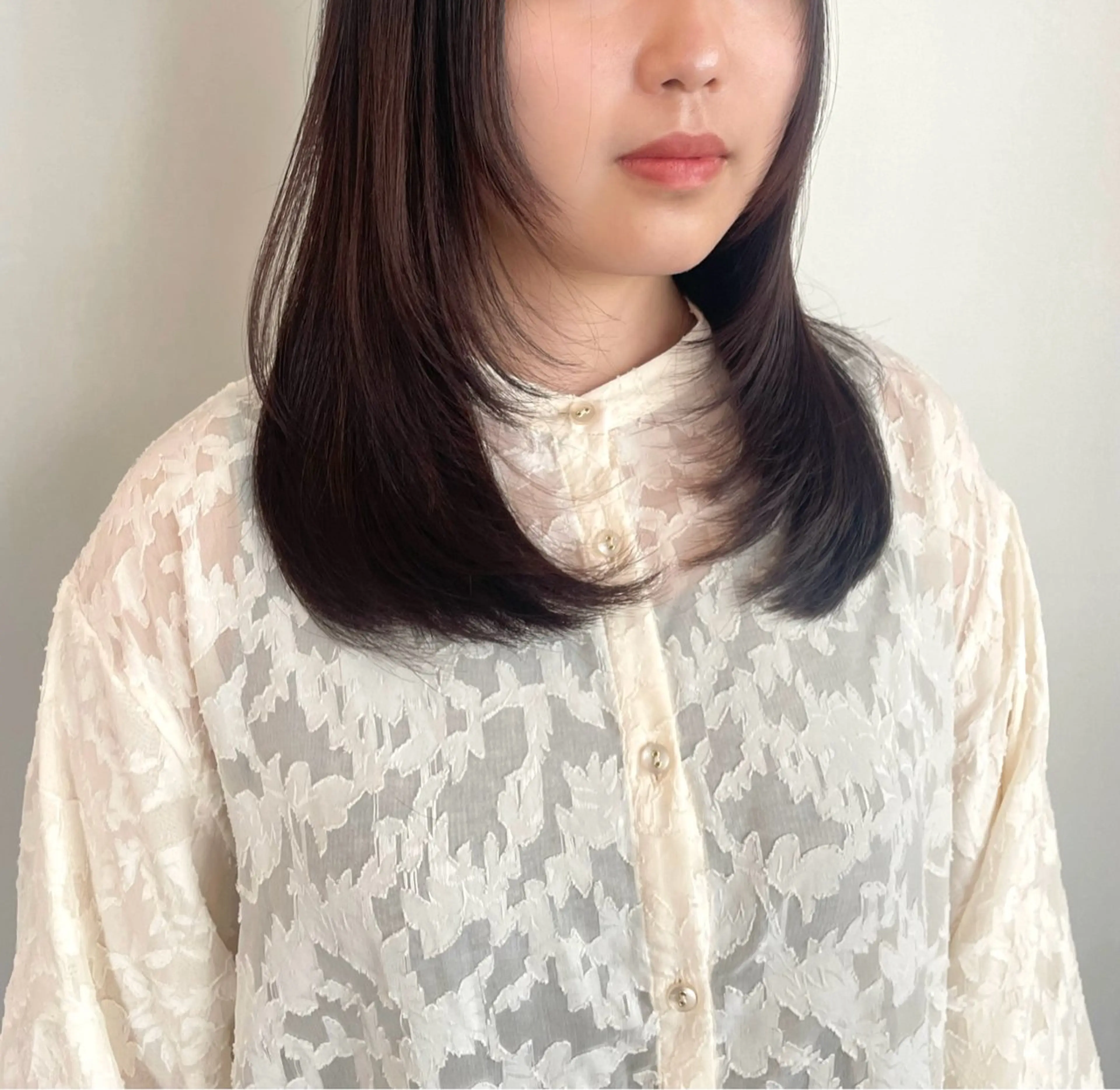 セミロング パーマ セミロングパーマ レイヤーカット 縮毛矯正 ストレートパーマ 韓国ナチュラル・ ベージュ/落合夏希のヘアスタイル