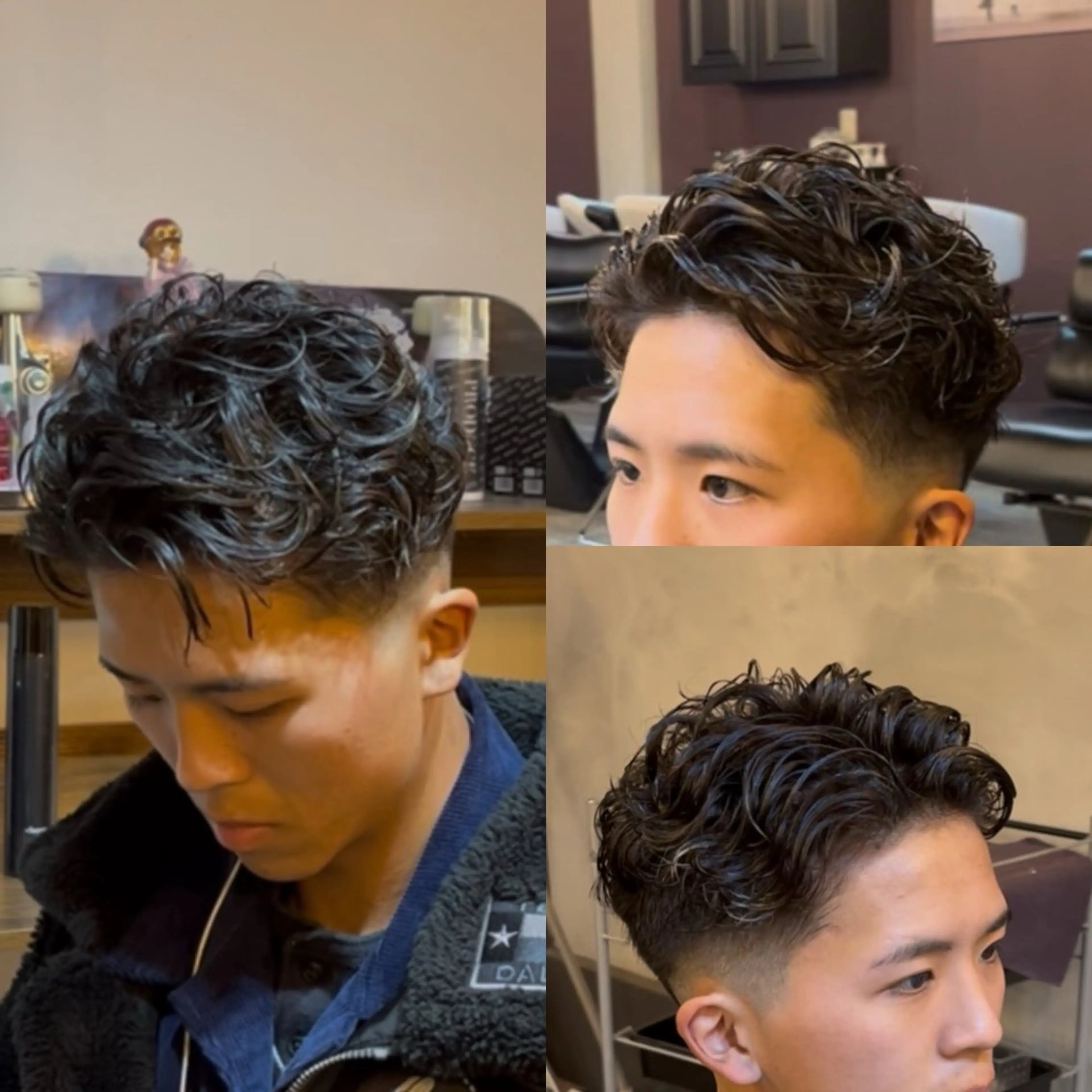 ショート パーマ メンズ カット パーマ 海外風メンズ🇺🇸 💈N.Yuto💈のヘアスタイル