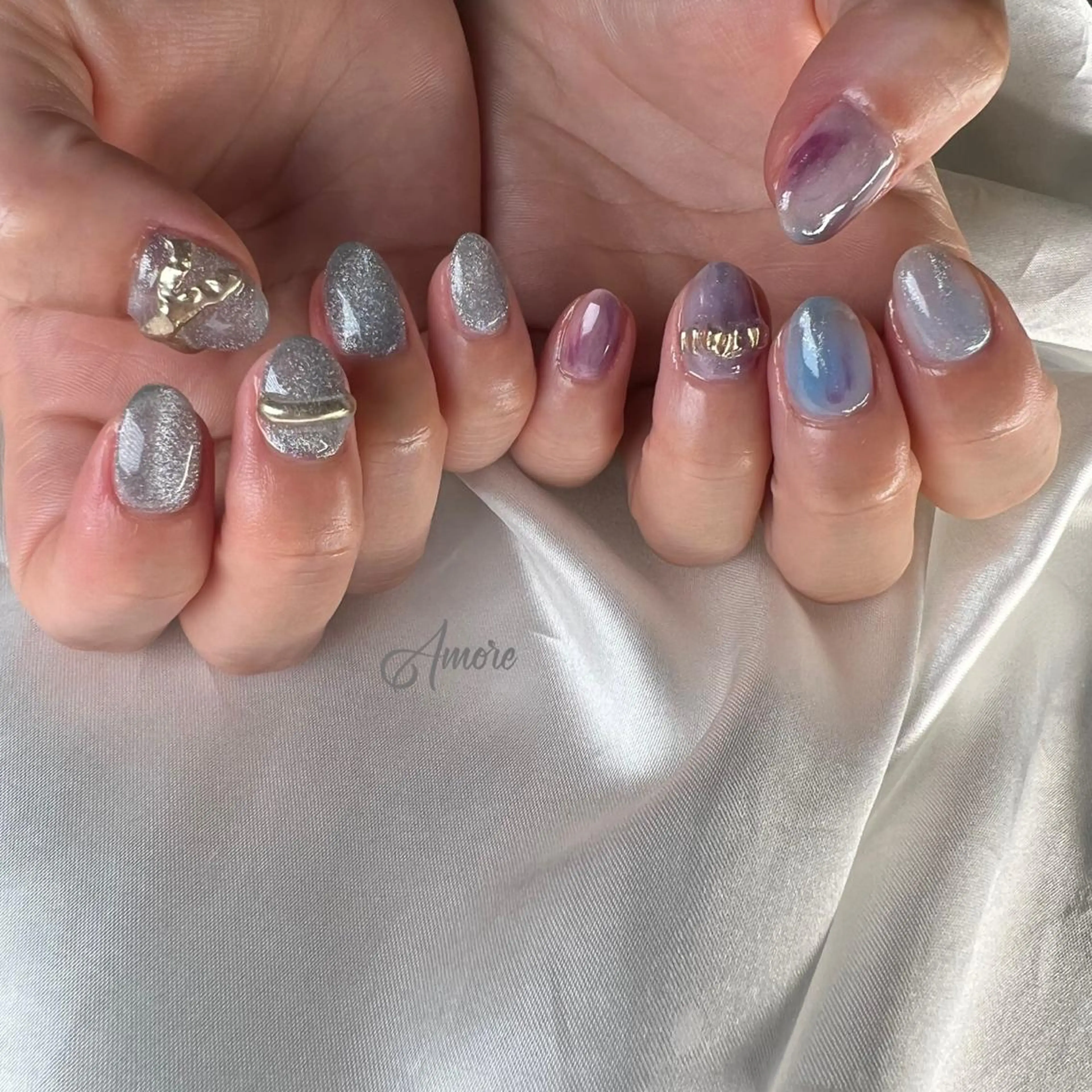 ネイル ジェルネイル 氷ネイル・うるうるネイル マグネットネイル ミラーネイル ニュアンスネイル You kyehwaのネイルデザイン