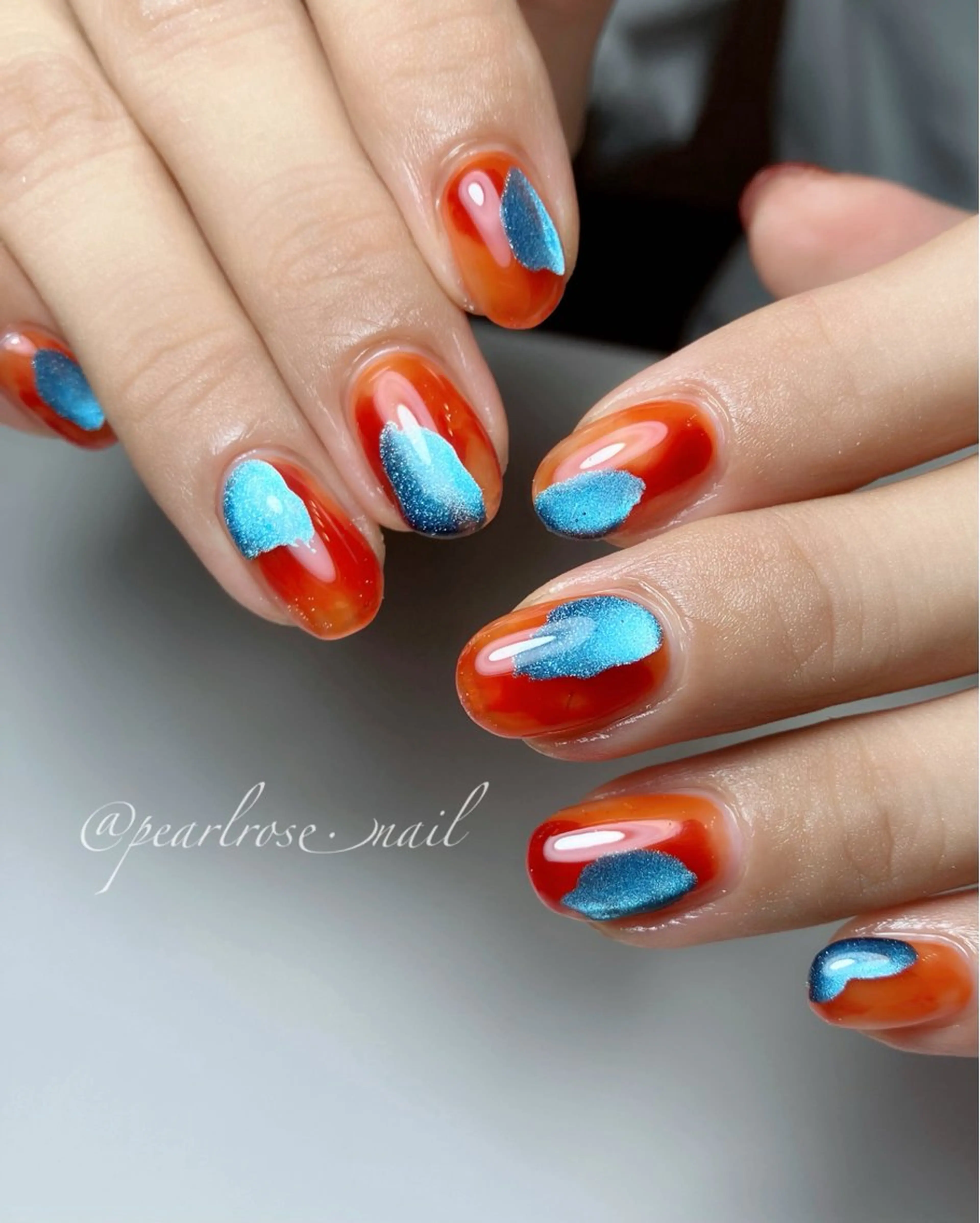 ネイル べっ甲ネイル マグネットネイル 赤色 ハンドネイル Beauty salon Ryu・ange所属・RyuAnge リュアンジュのその他イメージ