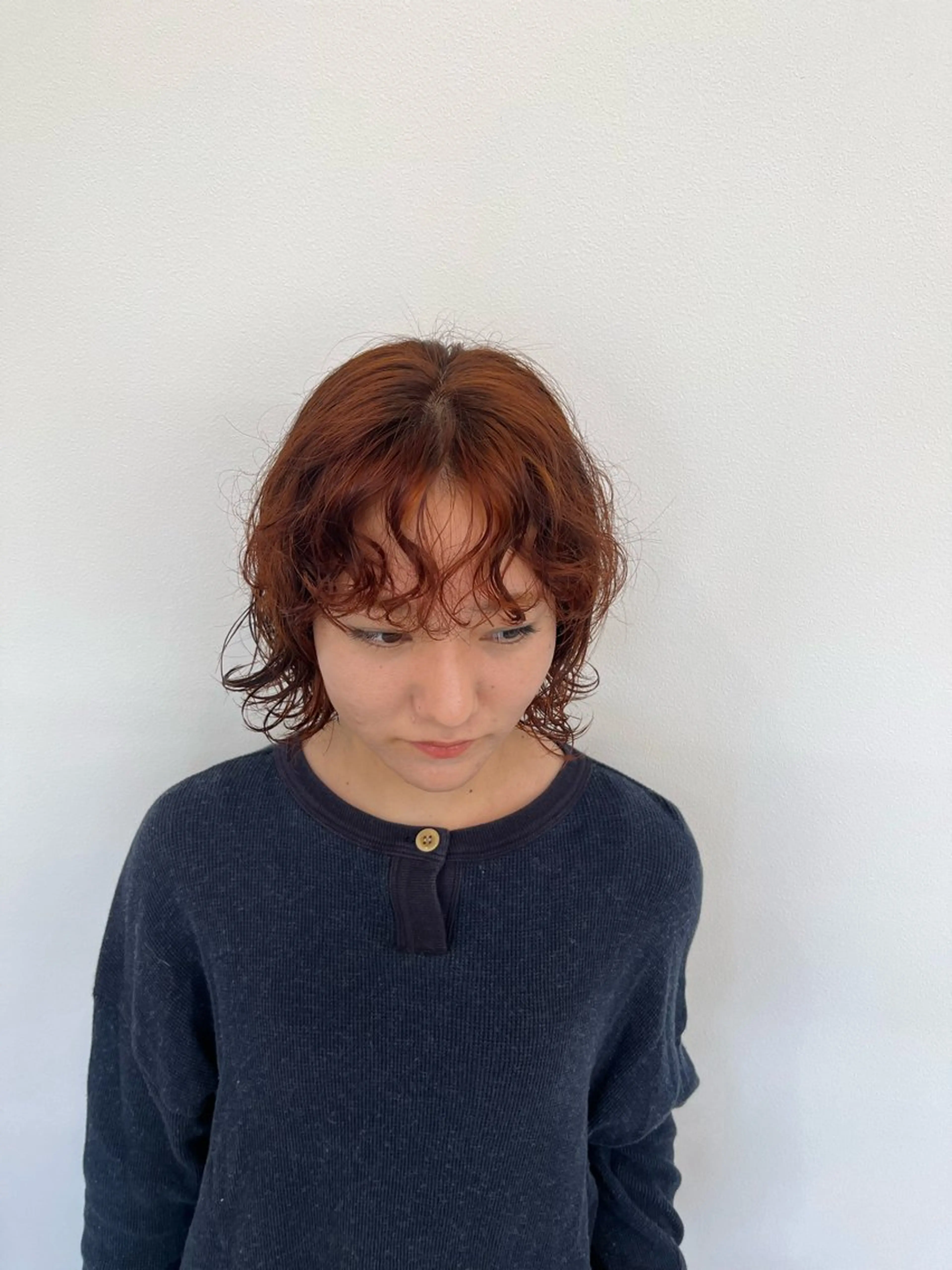 カラー パーマ ブリーチ ブリーチなしカラー オレンジ 小野寺 菜穂/豊橋/パーマのヘアスタイル