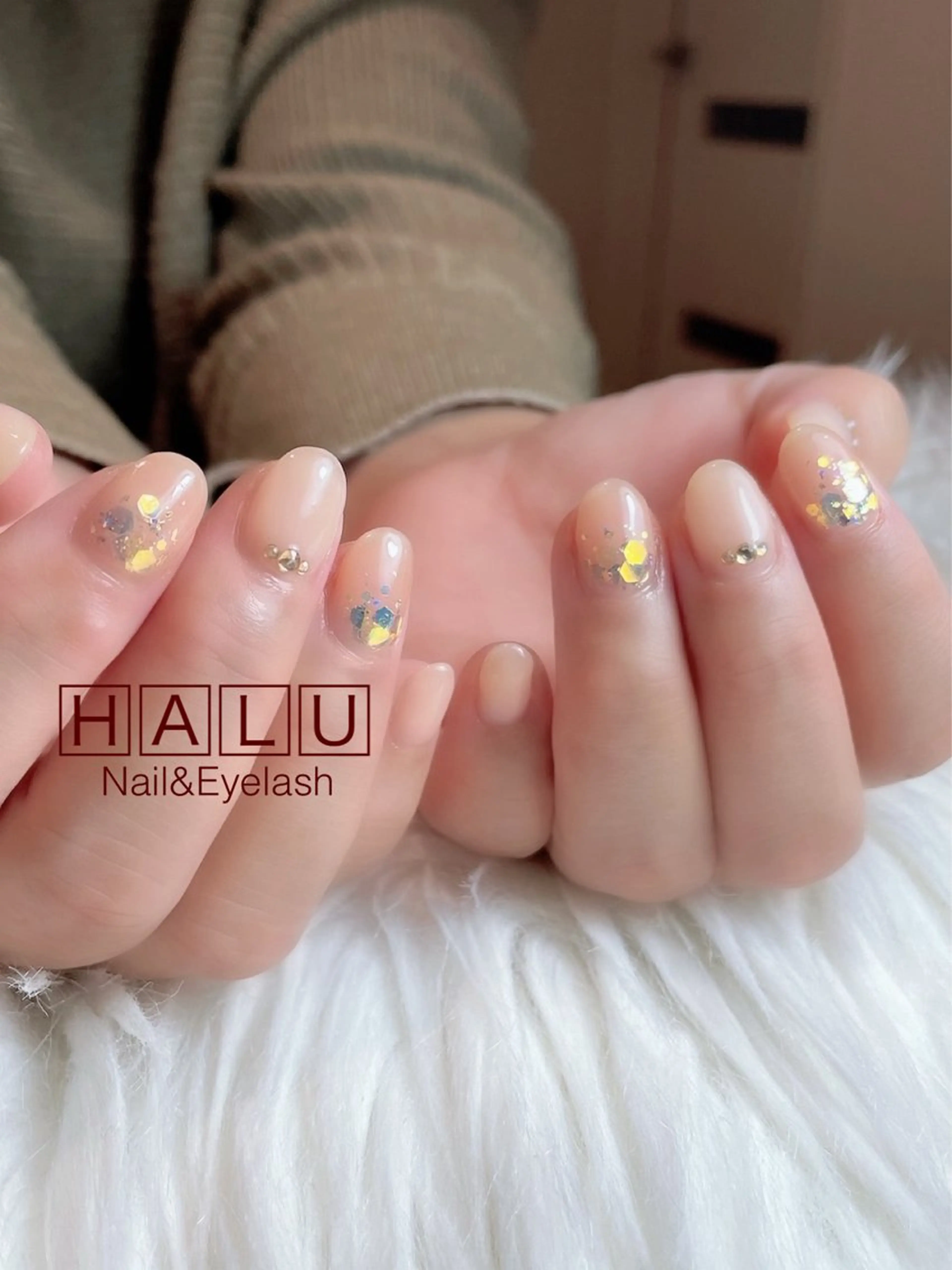 ネイル オレンジ ピンク HALU ハルのネイルデザイン