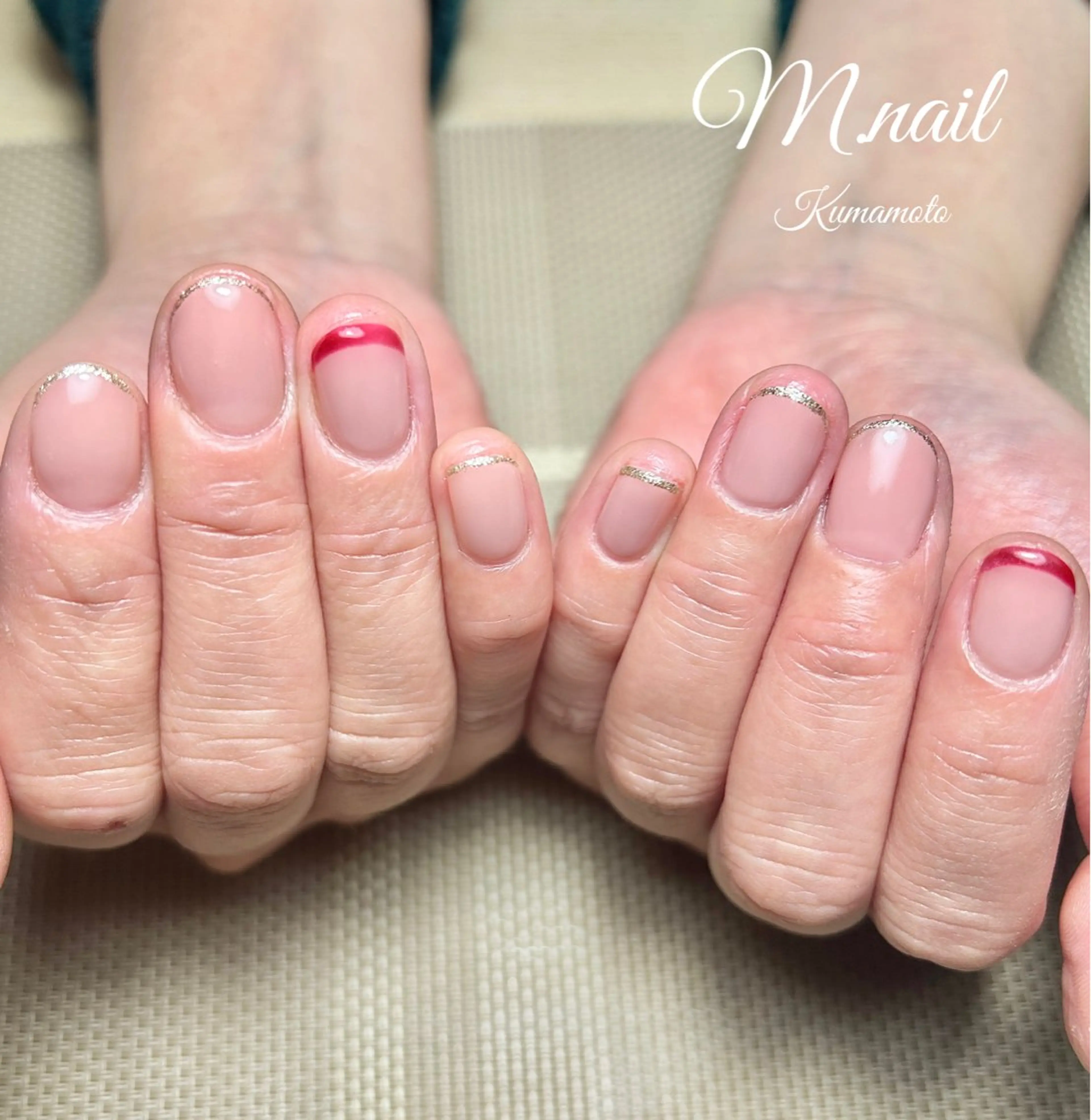 ネイル フレンチネイル キラキラネイル マグネットネイル マグネットフレンチ シンプルネイル M.nail所属・M. nailのネイルデザイン