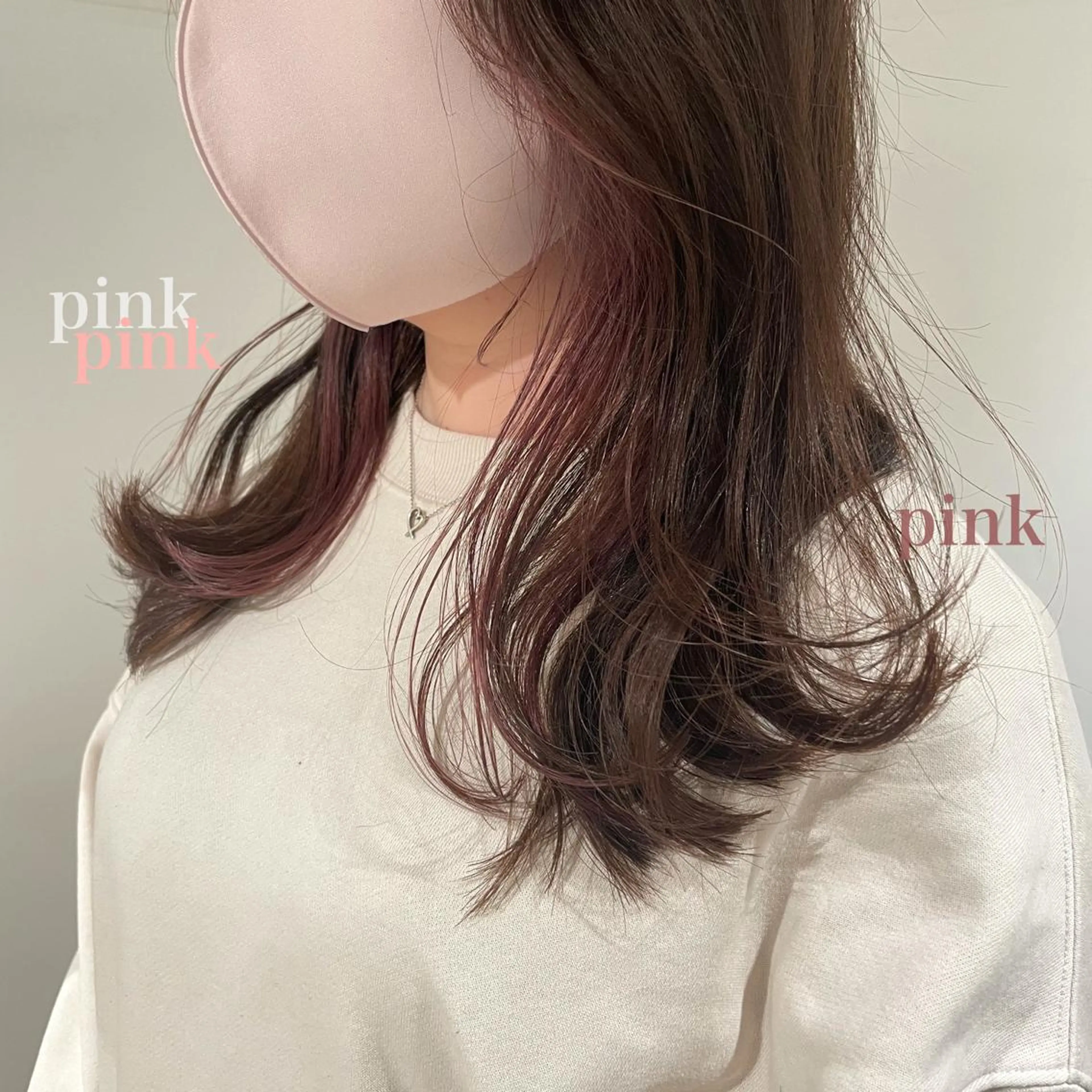 カラー ミストバング ブリーチ  フェイスフレーミング インナーカラー ピンクカラー 梅本 佳奈のヘアスタイル