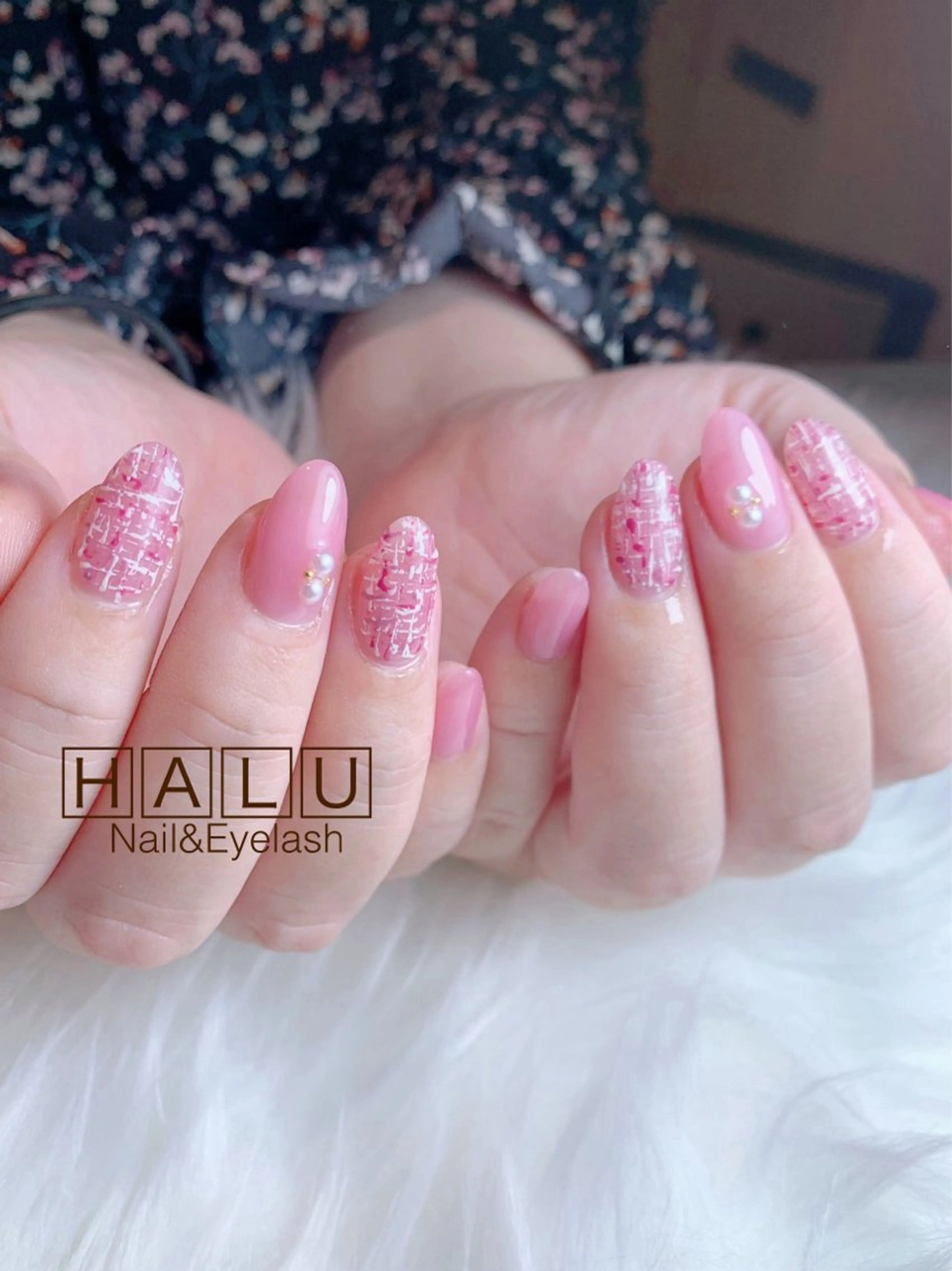 ネイル 春ネイル ツイードネイル HALU ハルのネイルデザイン