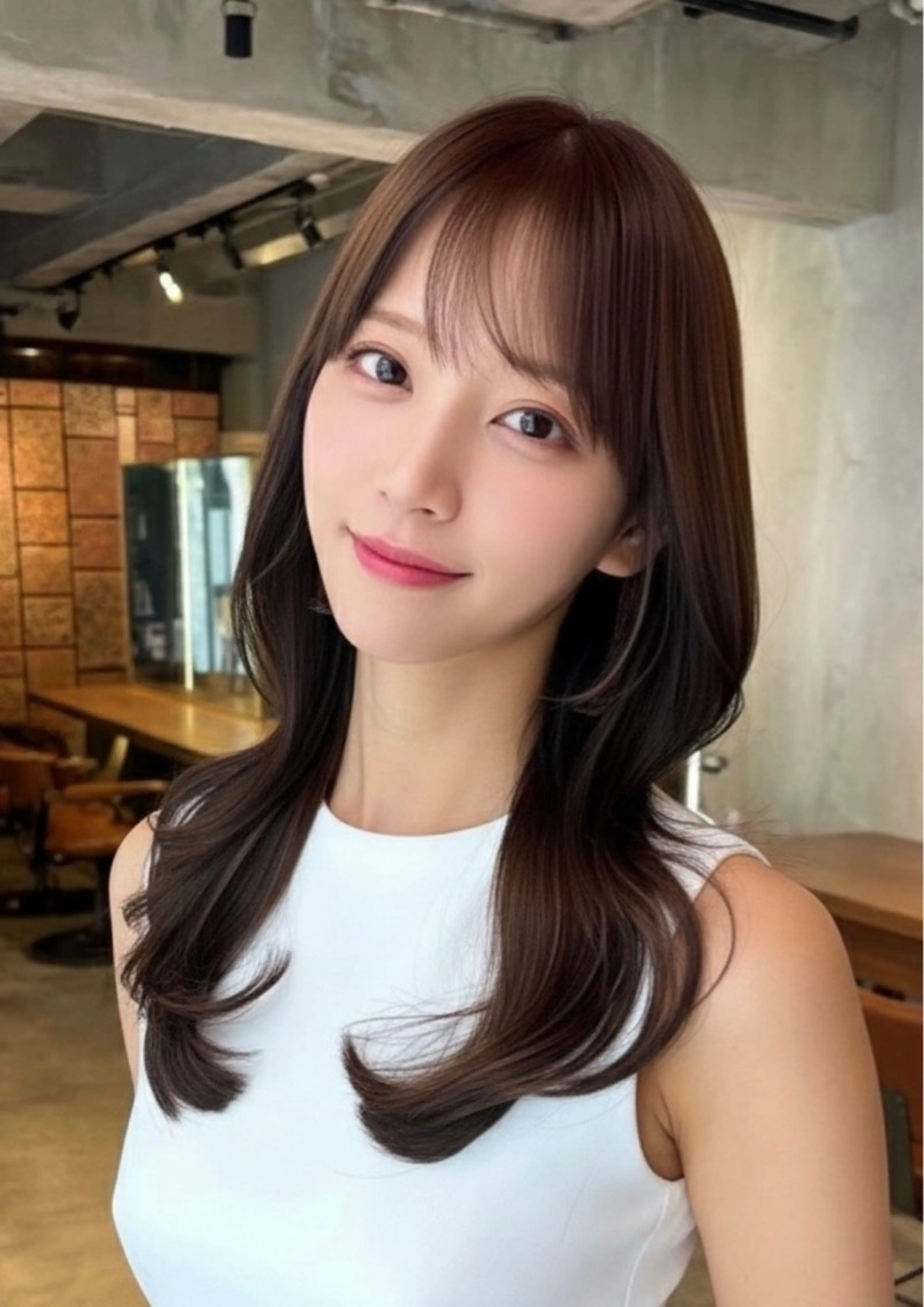 ロング カット ヘアカラー トリートメント 渋谷/ハッシュ レイヤーカット/会田のヘアスタイル