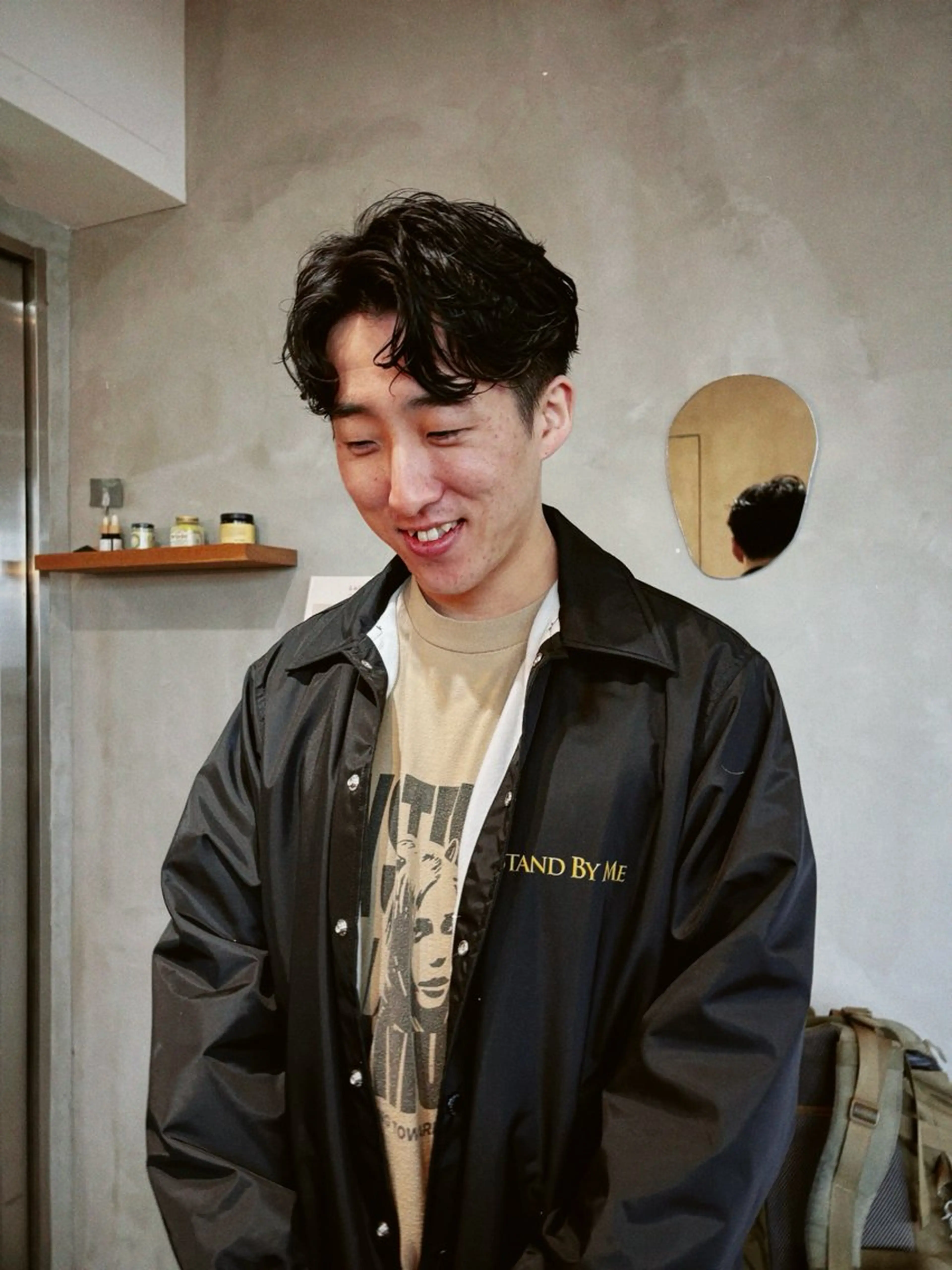 ショート パーマ メンズ メンズパーマ 刈り上げ ニュアンスパーマ カット パーマ メンズ特化ショート/ センターパート/福田のヘアスタイル