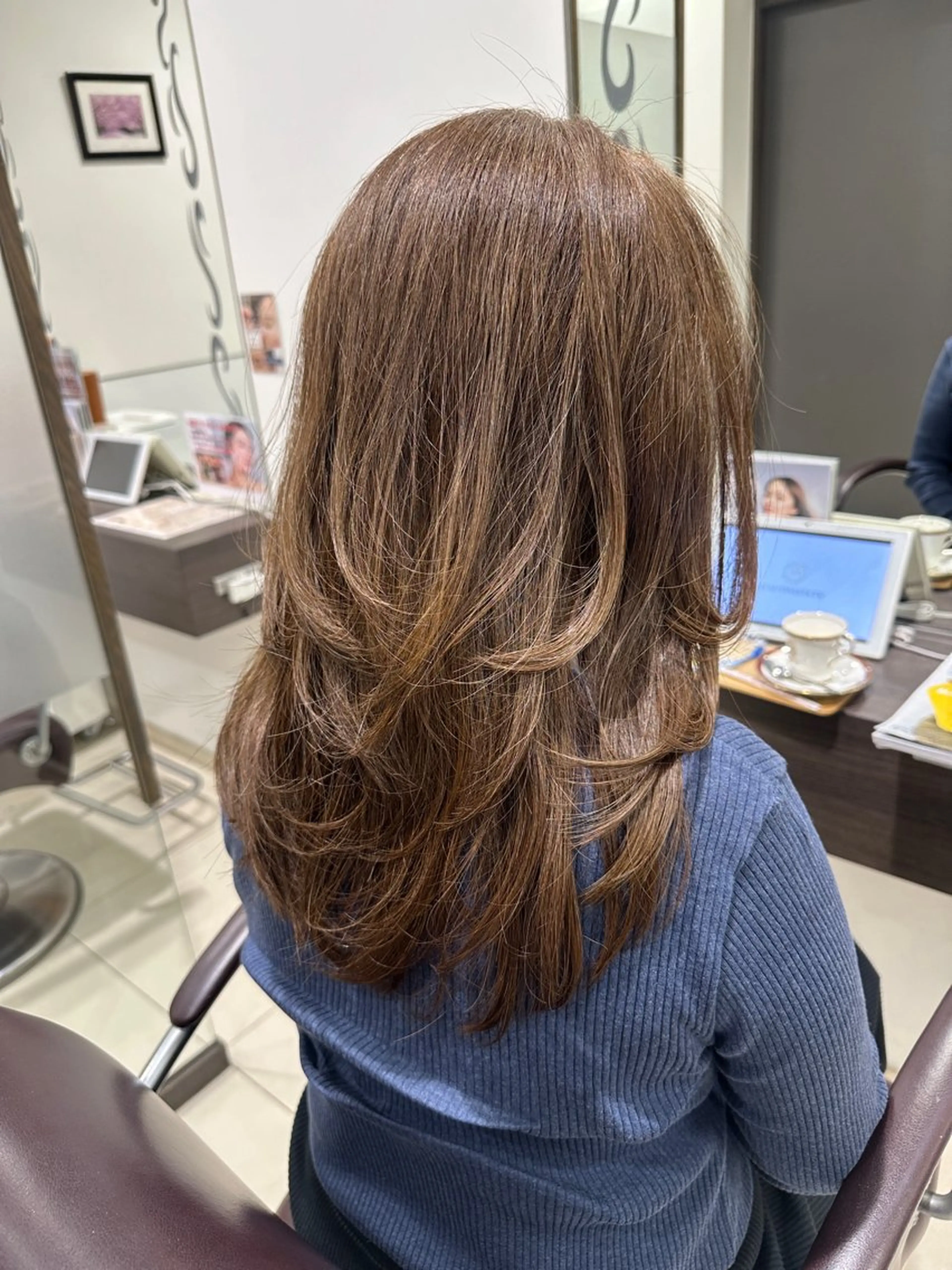 セミロング カット ヘアカラー トリートメント レイヤー 艶々カラーのヘアスタイル