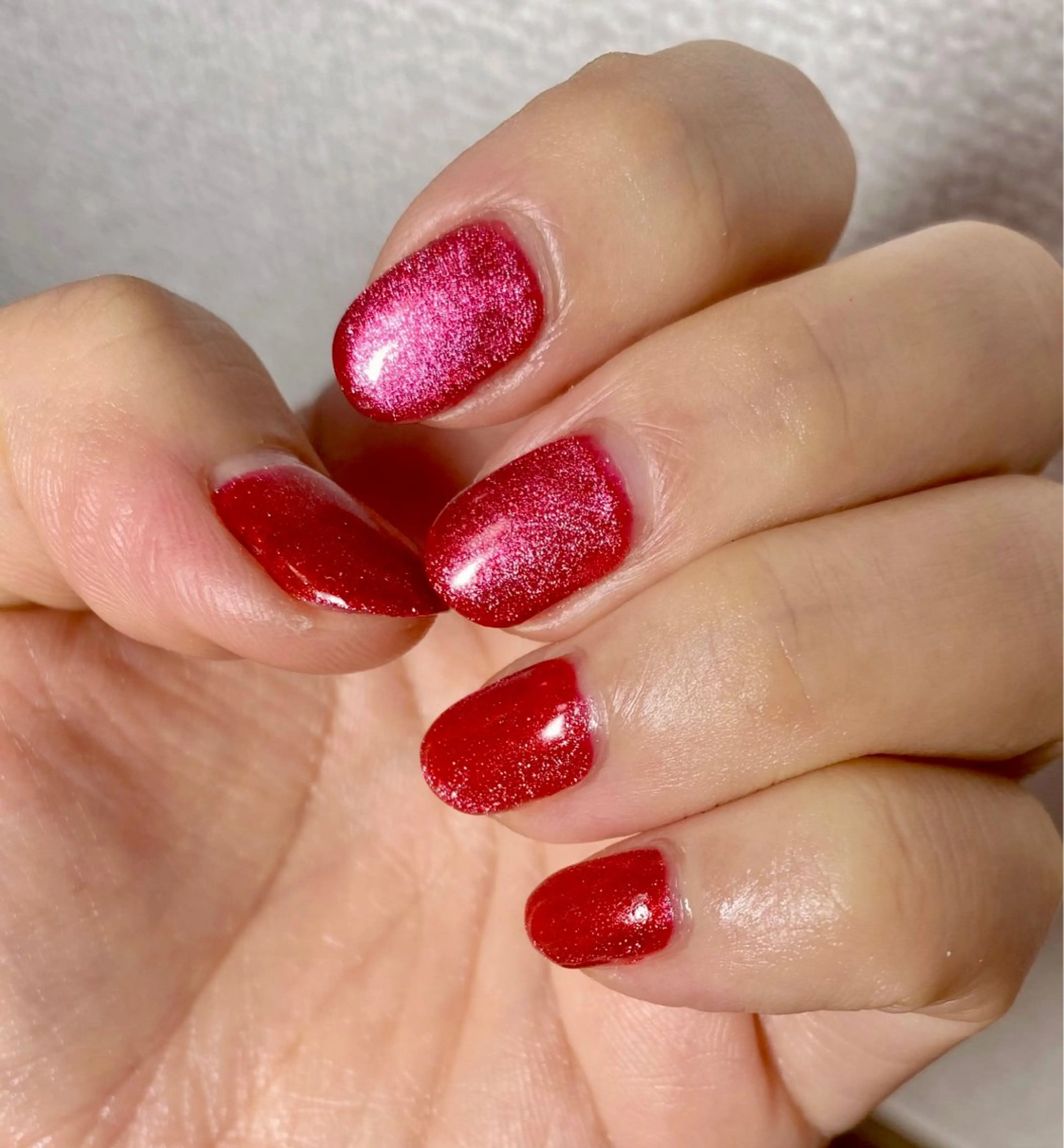 ネイル マグネットネイル 赤色 冬ネイル クリスマス ハンドネイル Nail Salon K 🧸美爪育成のネイルデザイン