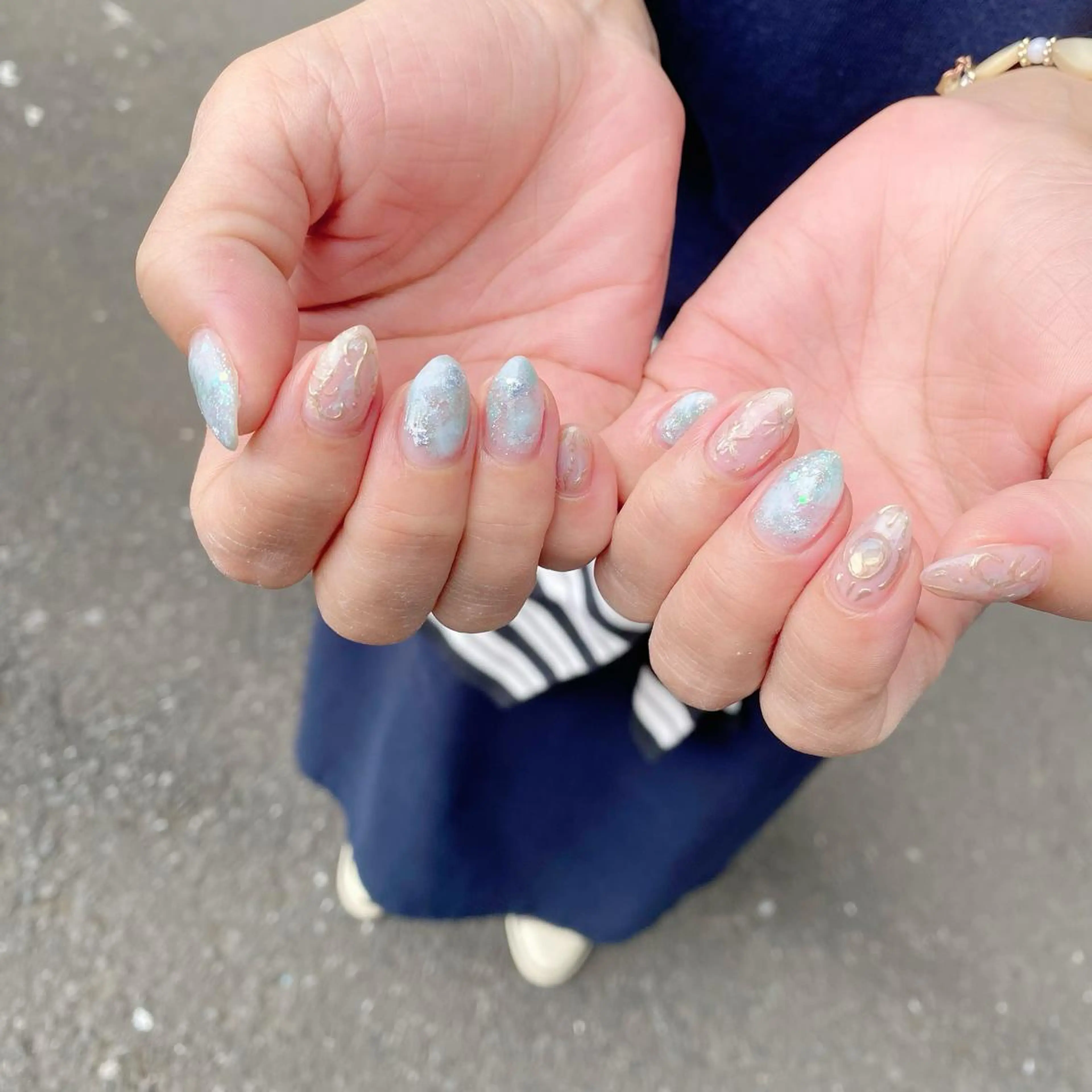 ネイル アートネイル ミラーネイル ニュアンスネイル 夏ネイル ハンドネイル Salon Kのネイルデザイン