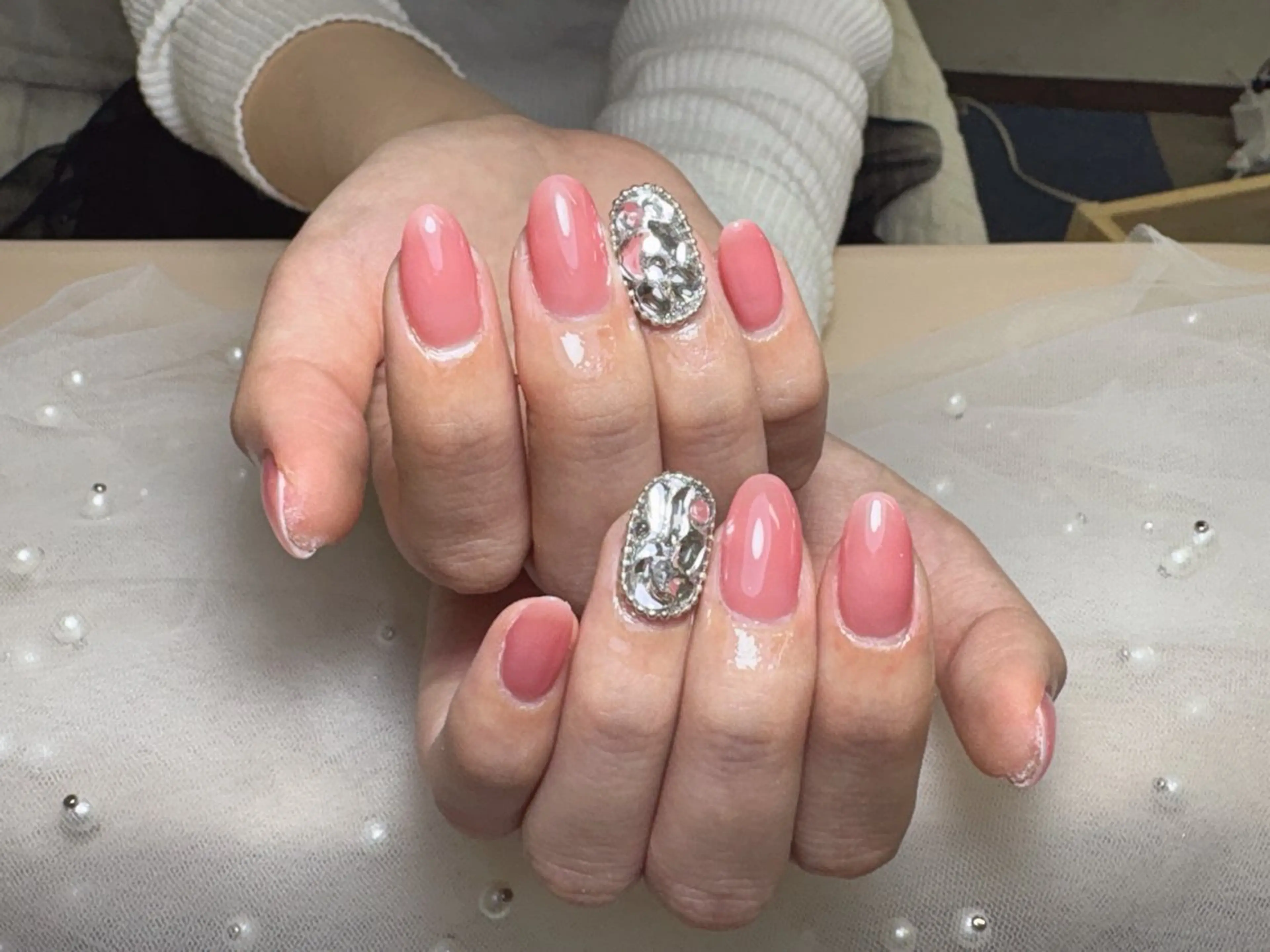 ネイル ワンカラーネイル Chiara 長さだしのネイルデザイン