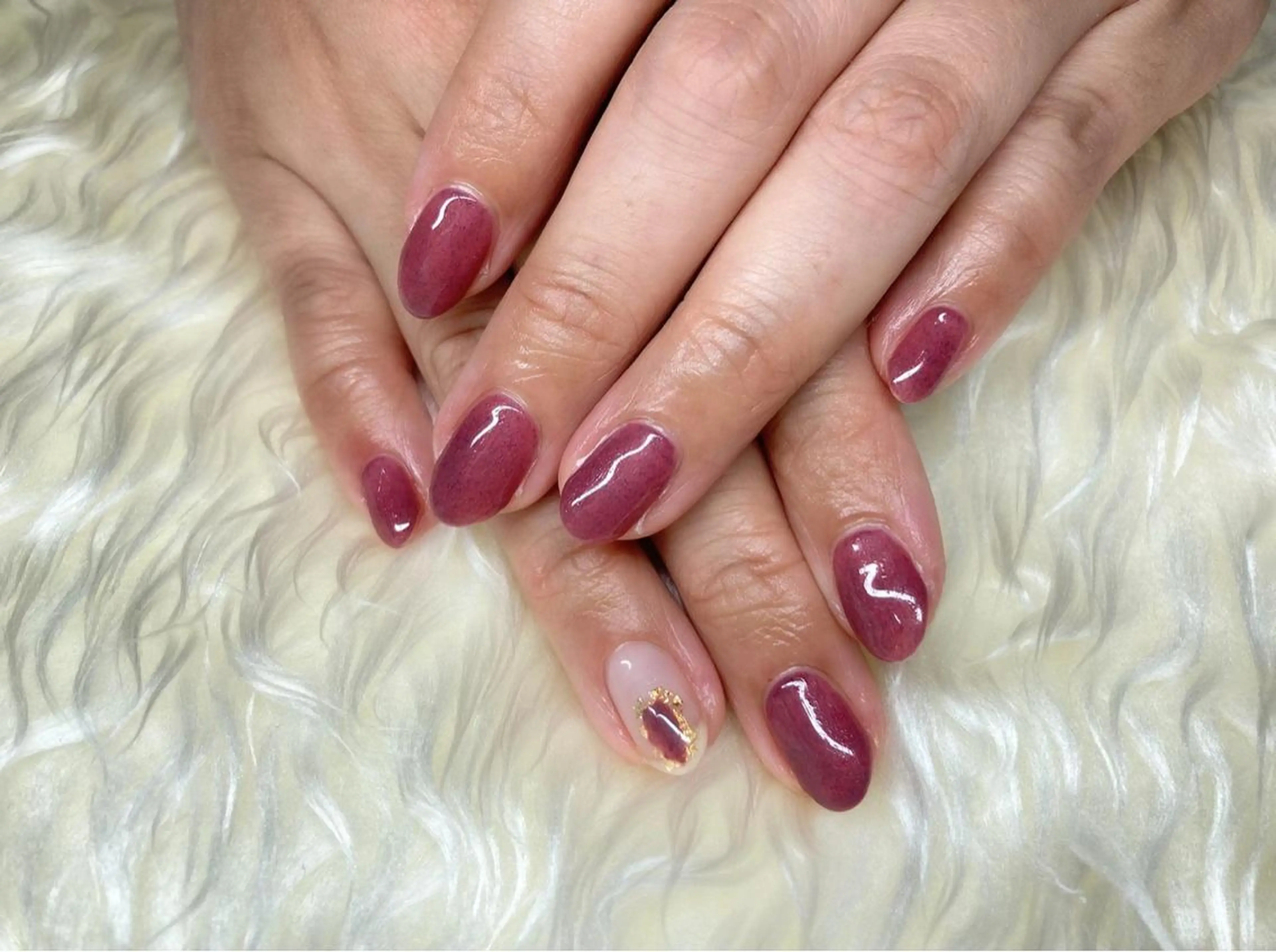 ネイル ジェルネイル ミラーネイル ニュアンスネイル パラジェル パープル ハンドネイル Nail&eye Belire 新宿のネイルデザイン