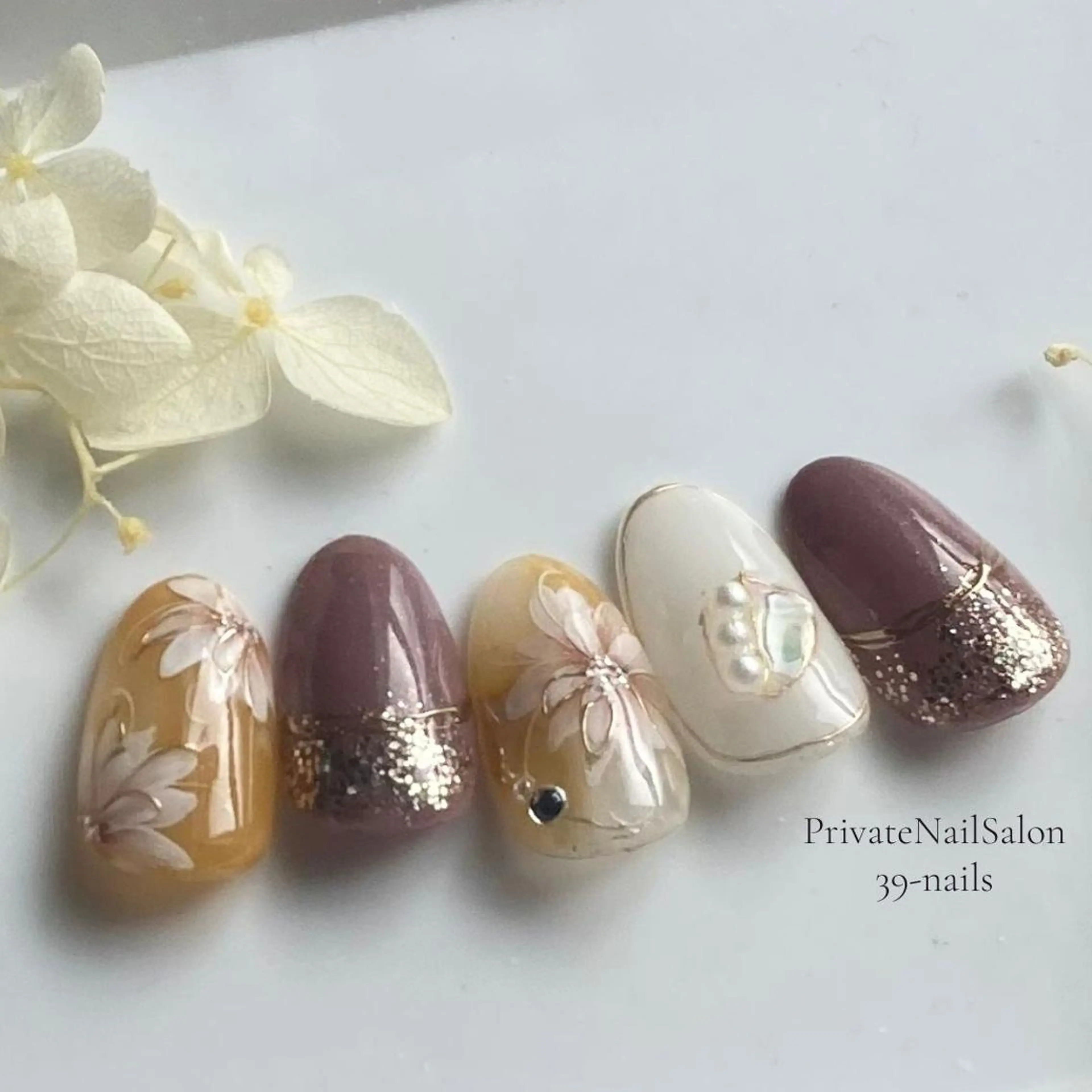 ネイル フラワーネイル ニュアンスネイル 39-nails EharaMikuのネイルデザイン