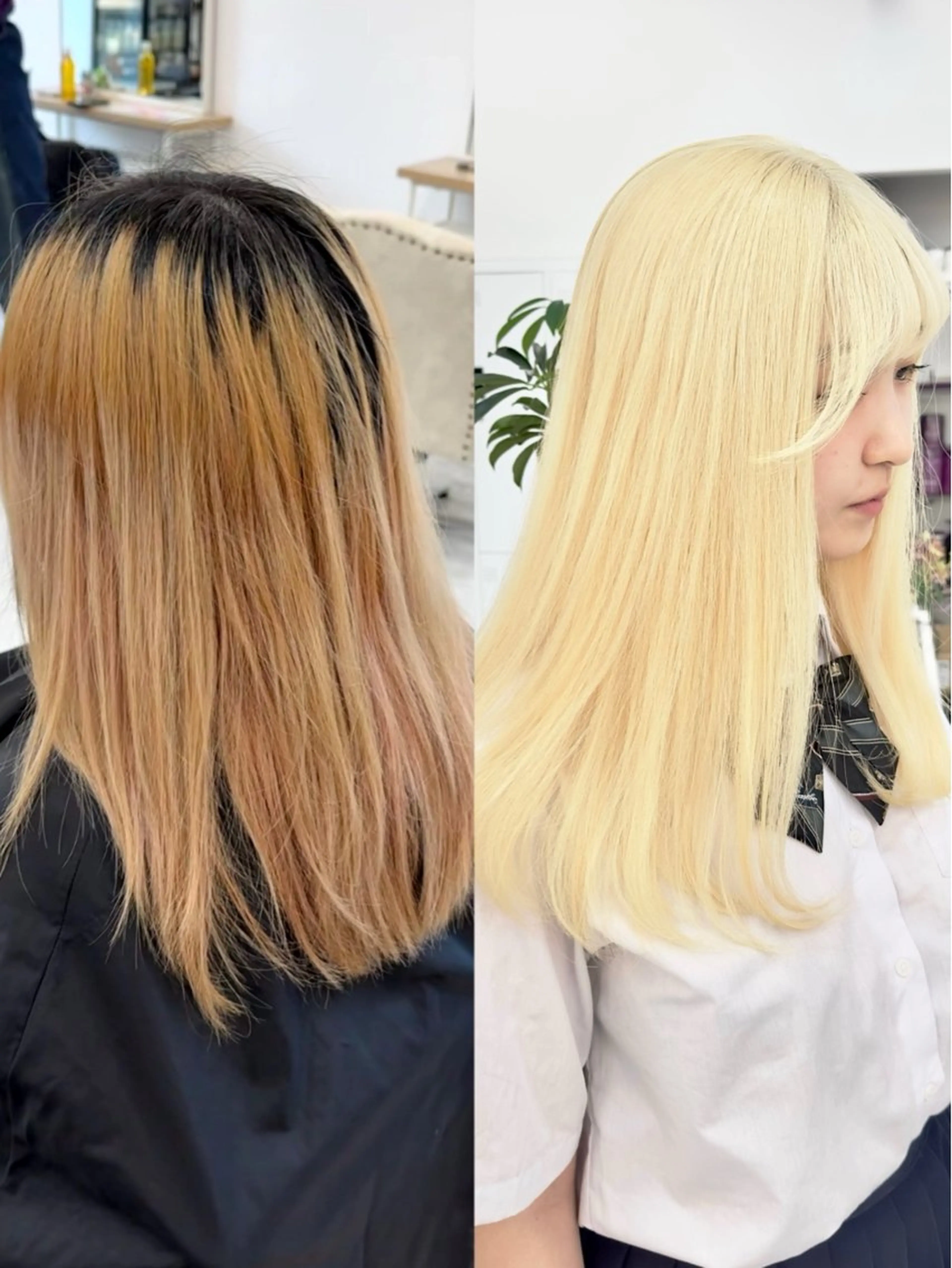 セミロング ヘアカラー トリートメント 💛ムラ修正ブリーチ 💛YUUのヘアスタイル