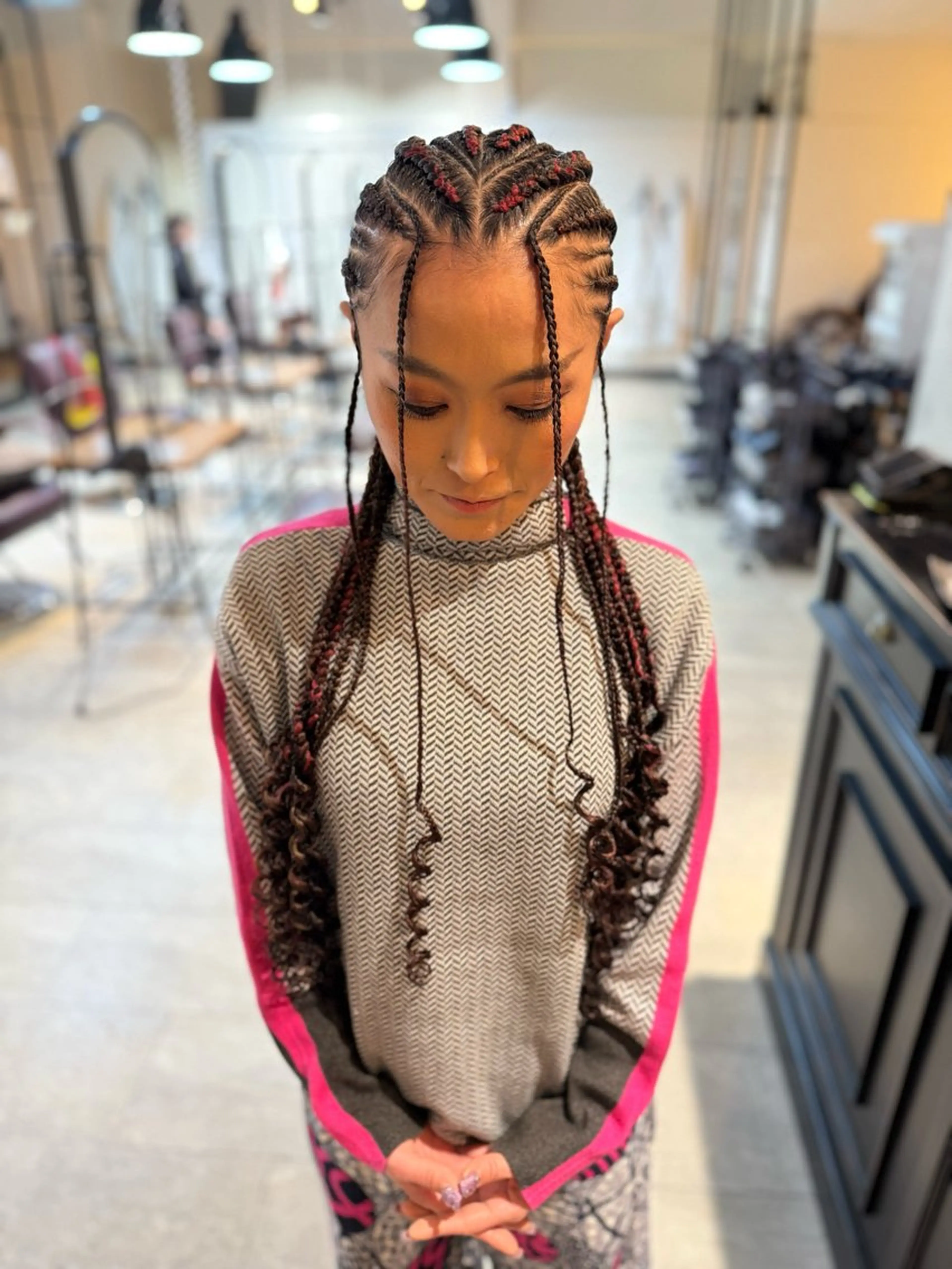 セミロング ヘアアレンジ メンズ キッズ エクステ エクステ ヘアセット BRAIDS💎愛子 大人ハイライト💎のヘアスタイル