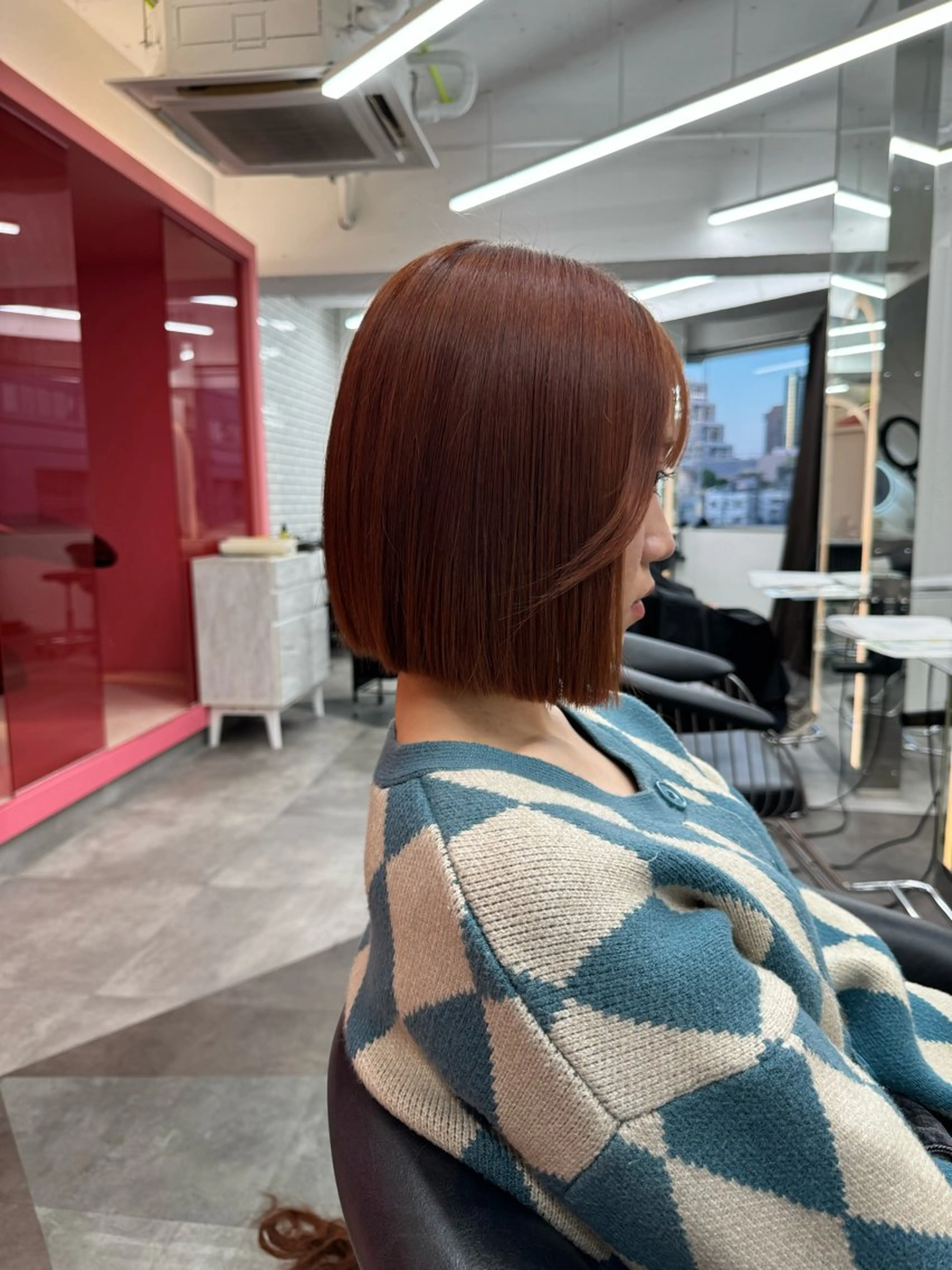 ミディアム カラー 切りっぱなしボブ ボブ くせ毛 髪質改善 韓国風ヘア カット ヘアカラー 縮毛矯正 トリートメント 🌹艶ボブの達人🌹 SYOHEIのヘアスタイル