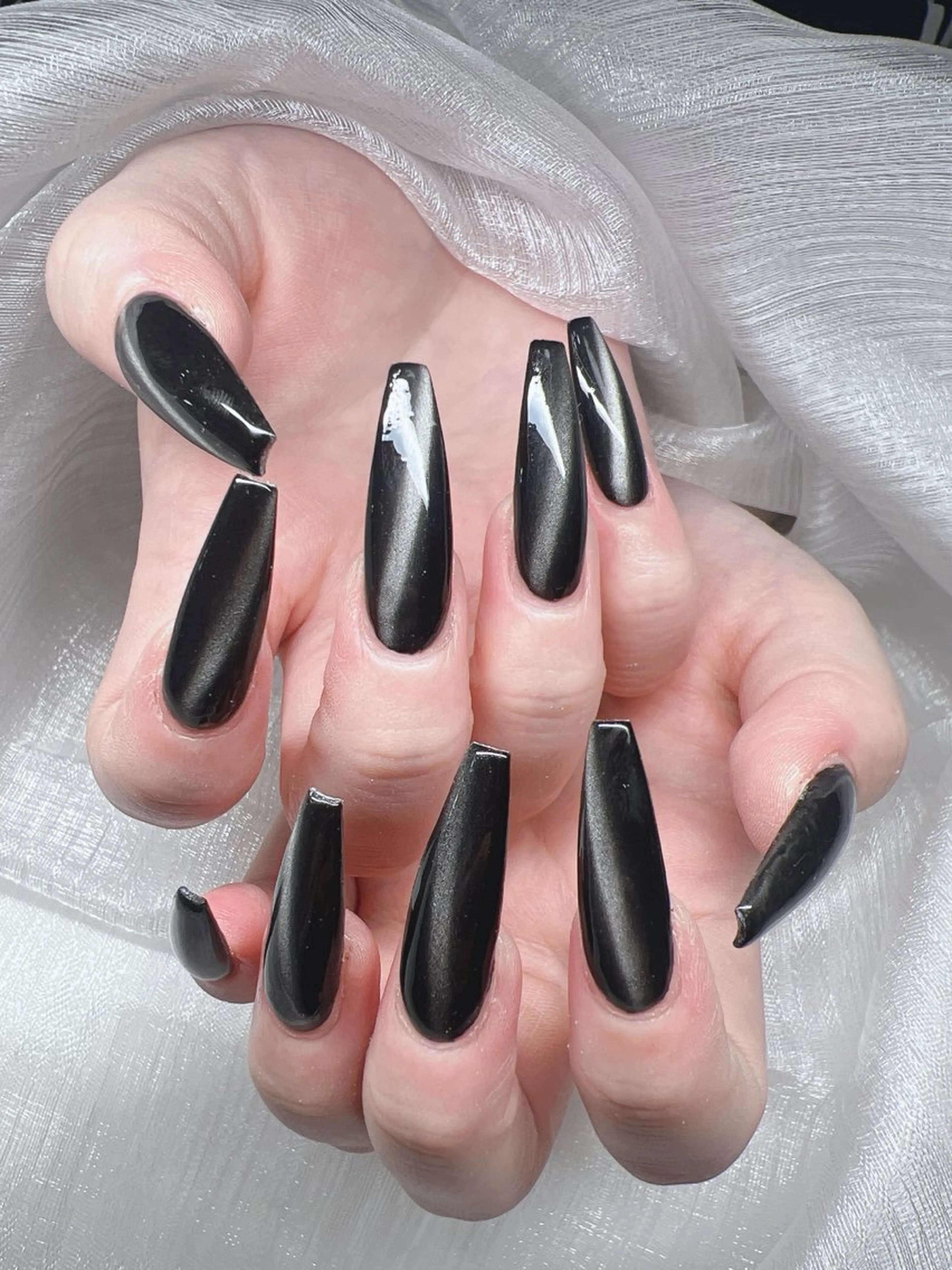 ネイル 長さ出し グラデーション キラキラネイル マグネットネイル ニュアンスネイル ハンドネイル Lee Nails チップ長さだし専門店のネイルデザイン
