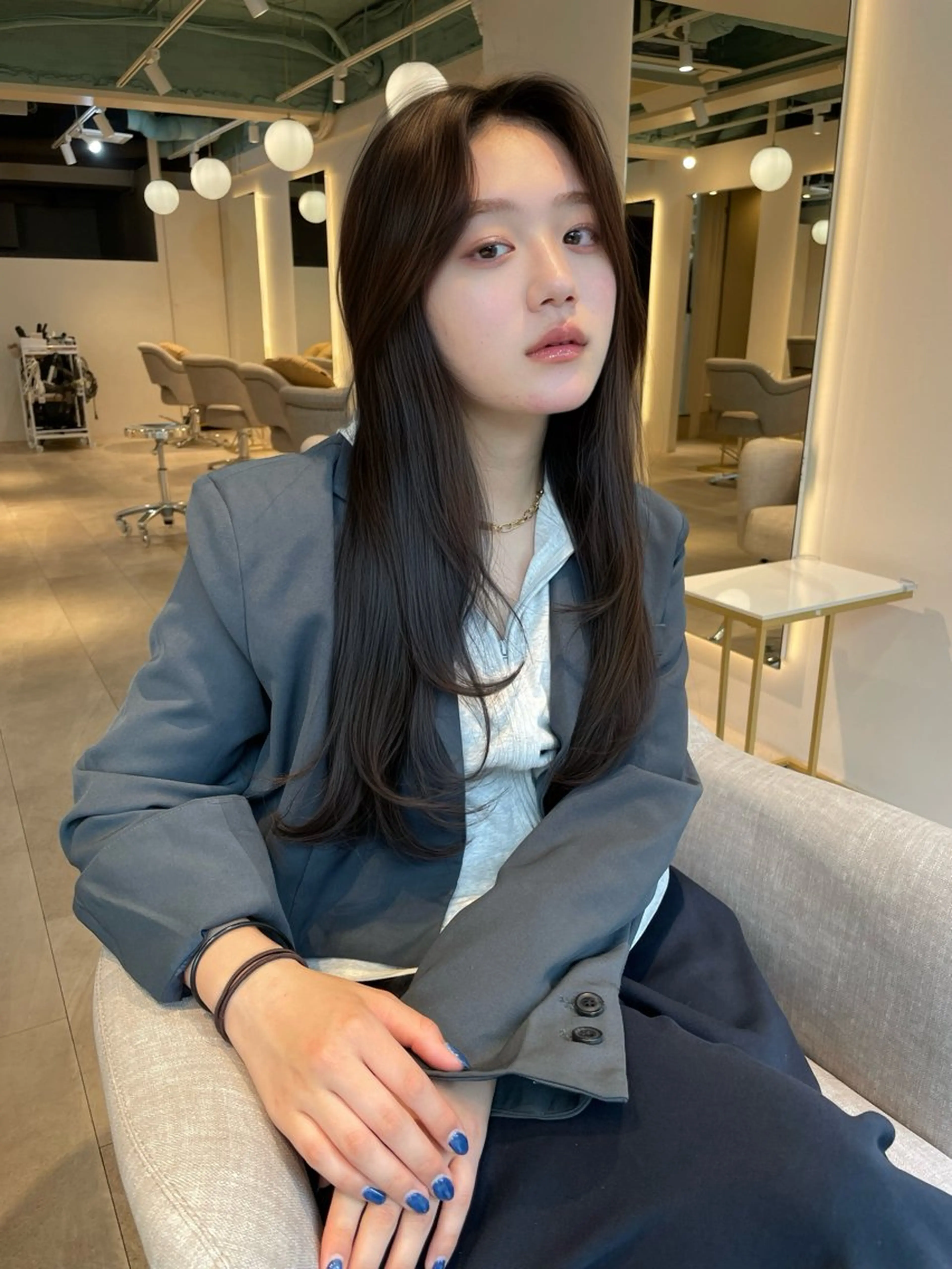 ロング 縮毛矯正 カットモデル募集✨️ 根本 彩永のヘアスタイル