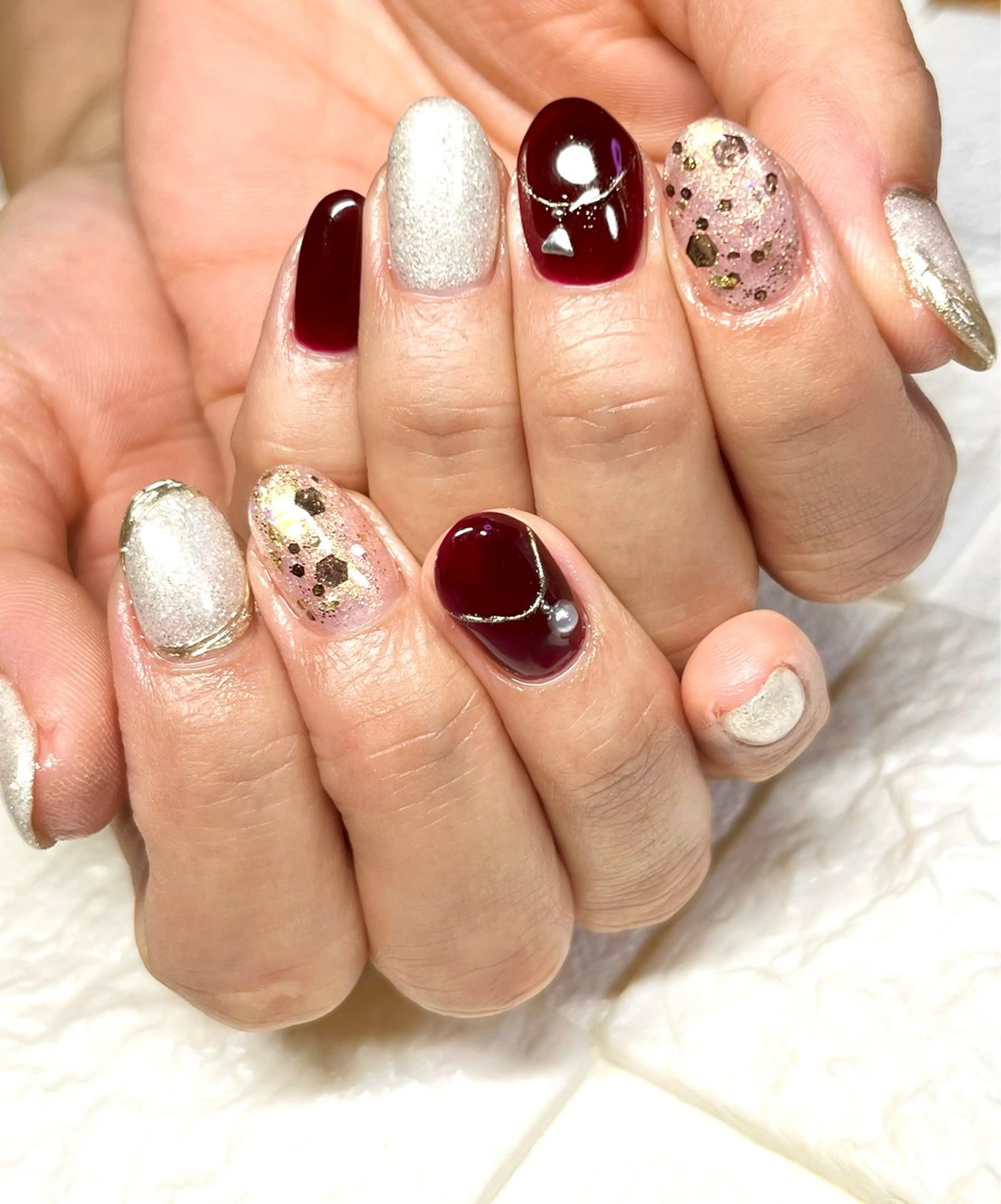 ネイル 冬ネイル クリスマス ハンドネイル まり りぃ〜んのネイルデザイン