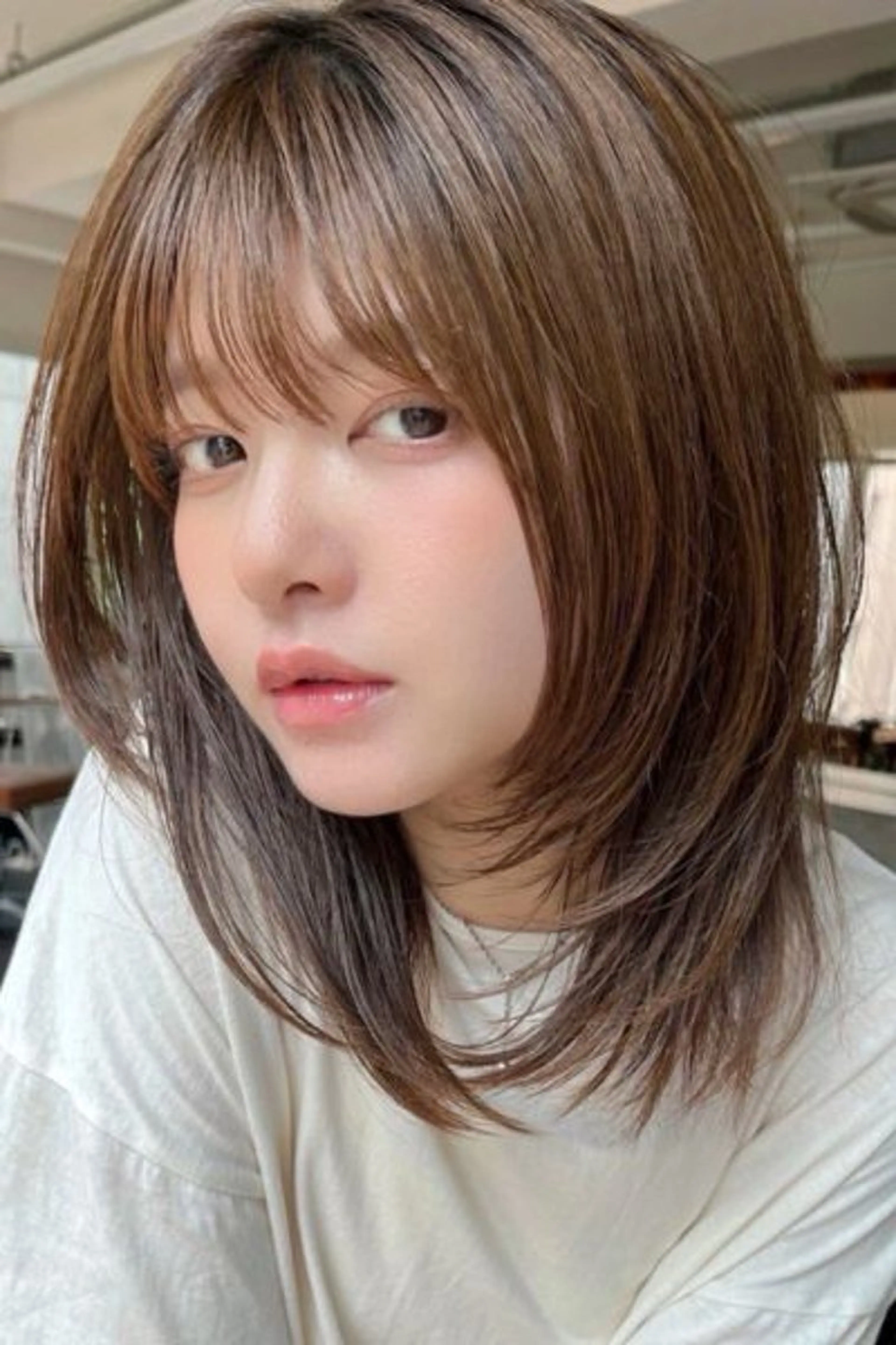 ミディアム 顔周りカット レイヤーカット BRAVE柏東口店所属・濱崎 夢叶✂️のヘアスタイル