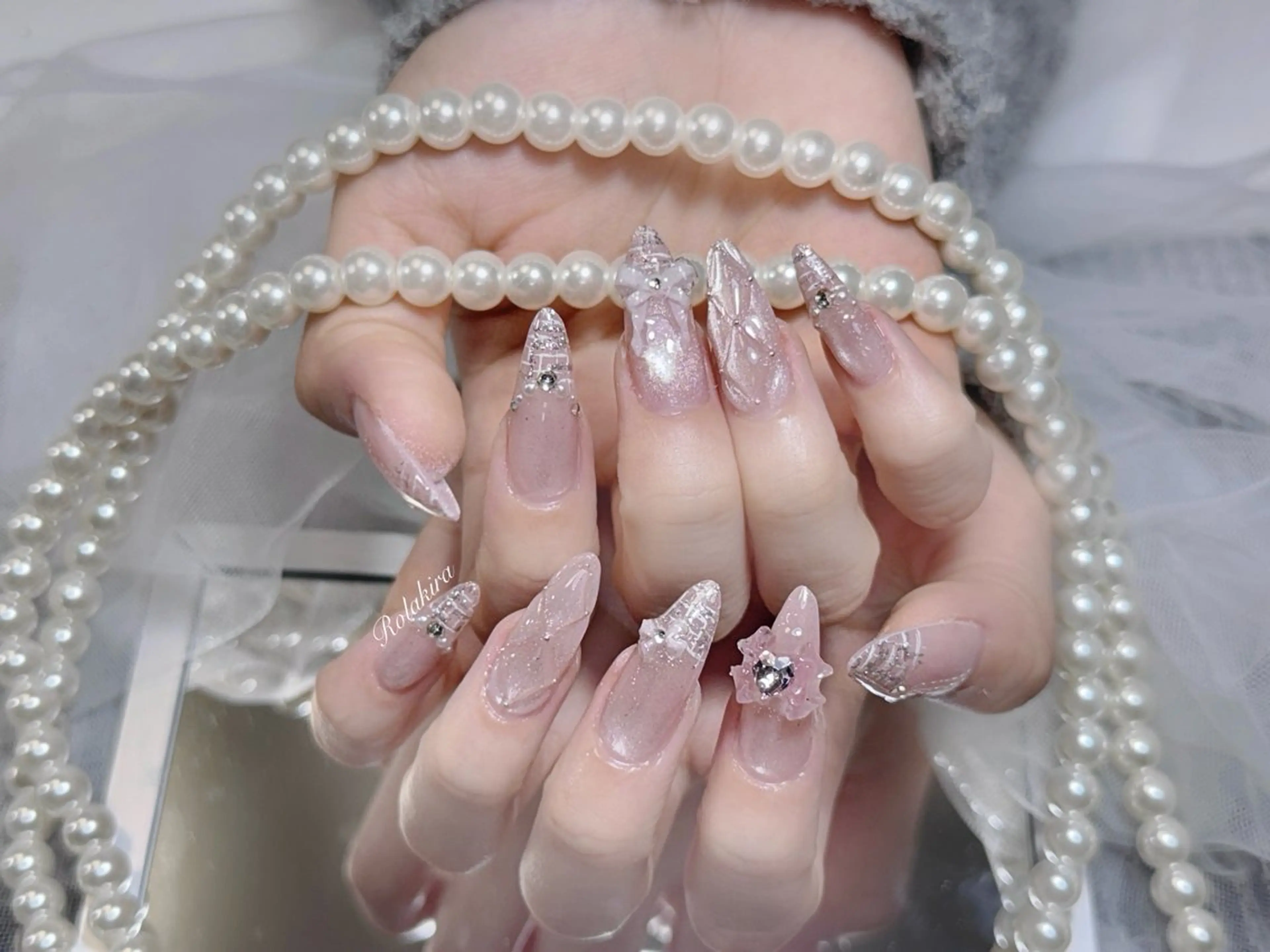 ネイル チークネイル 長さ出し フレンチネイル ジェルネイル 韓国ネイル ハンドネイル Rola kira nail salon所属・Rola kira 麗のネイルデザイン