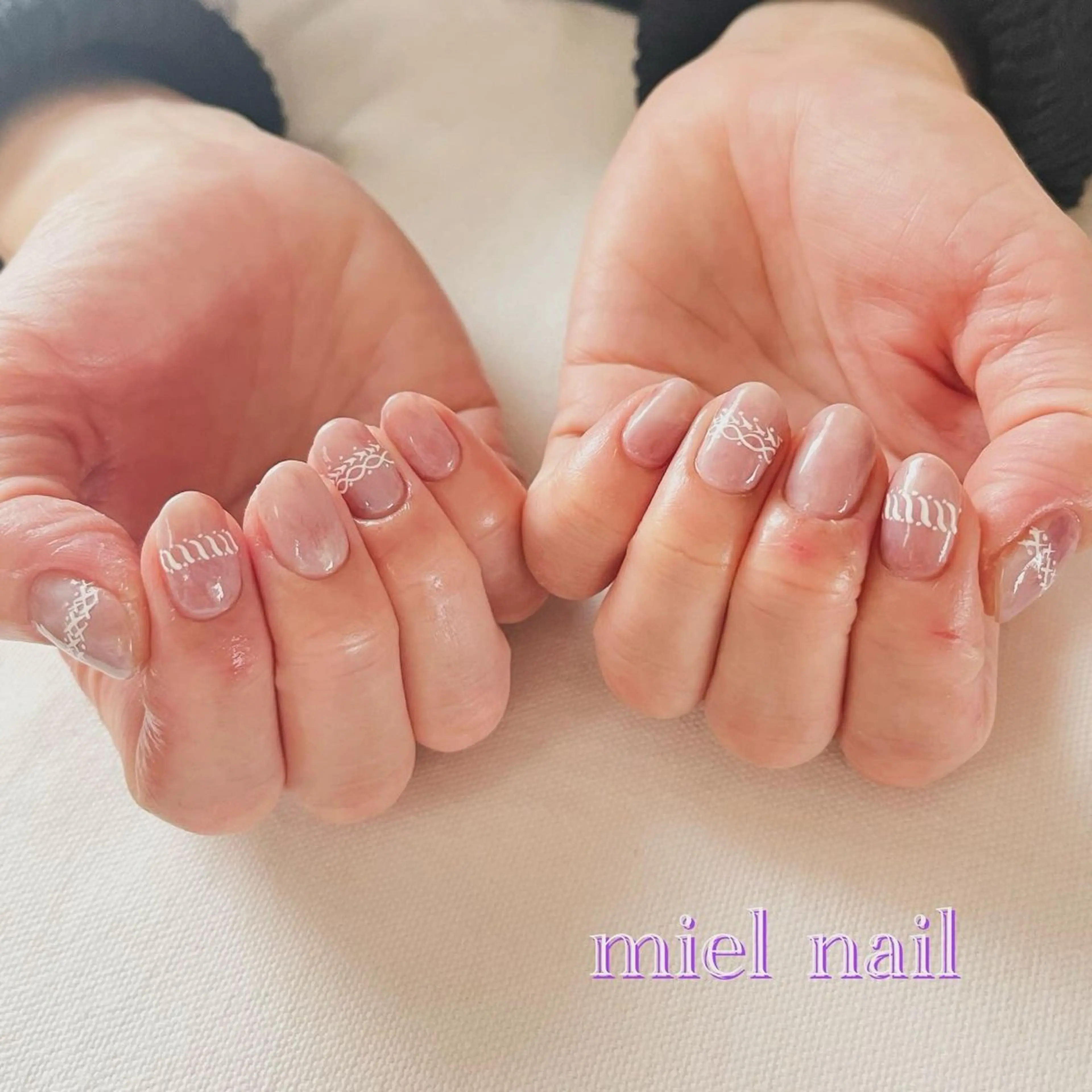 ネイル ボルドー 大理石ネイル(マーブル) 冬ネイル ハンドネイル miel nailのネイルデザイン