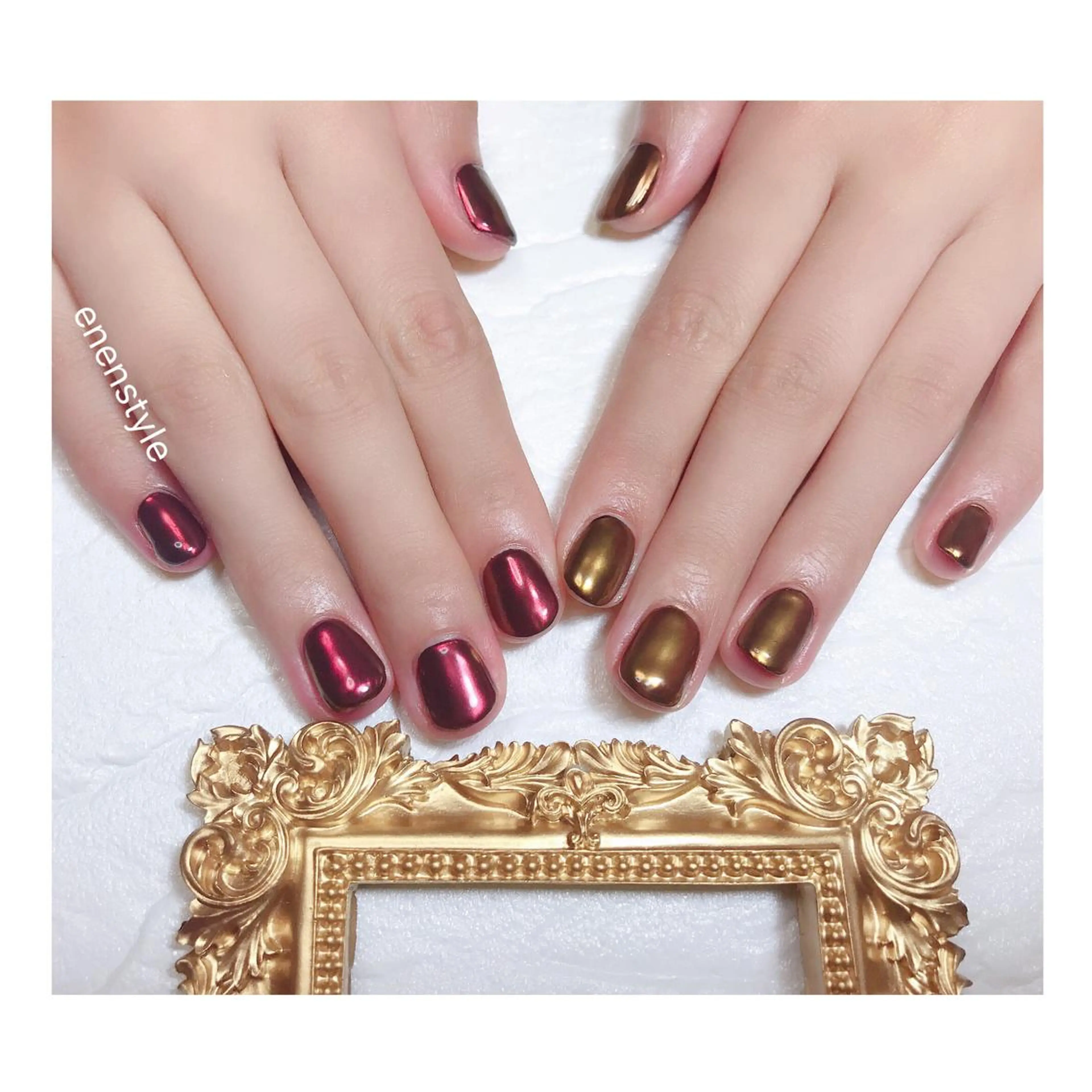 ショート ネイル ジェルネイル キラキラネイル ミラーネイル ニュアンスネイル オフィスネイル ハンドネイル 👑enen style👑のネイルデザイン