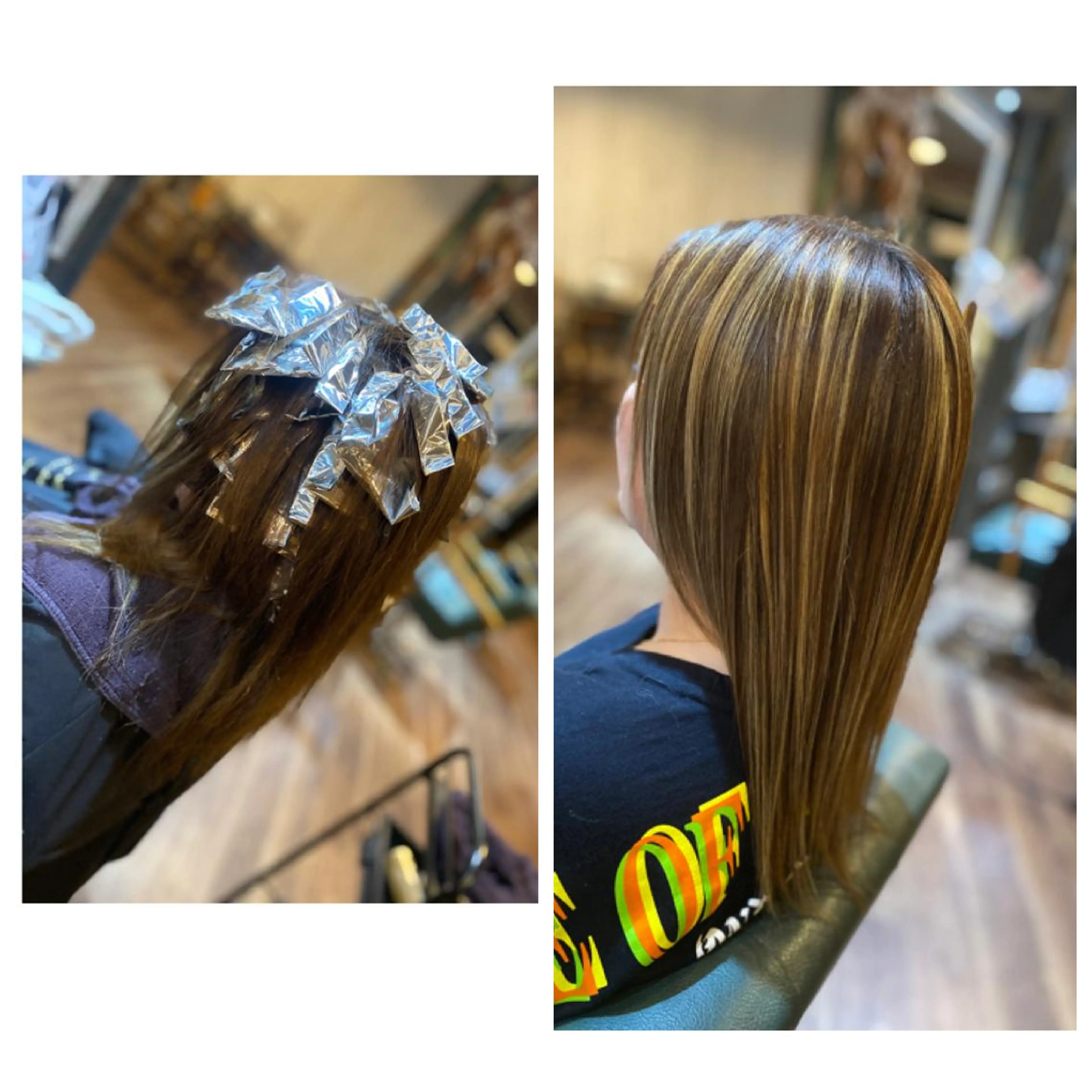 セミロング カラー ブリーチ ハイライトカラー ハイライト 縮毛矯正 ハイライト/インナー /ブリーチ/レイヤーのヘアスタイル