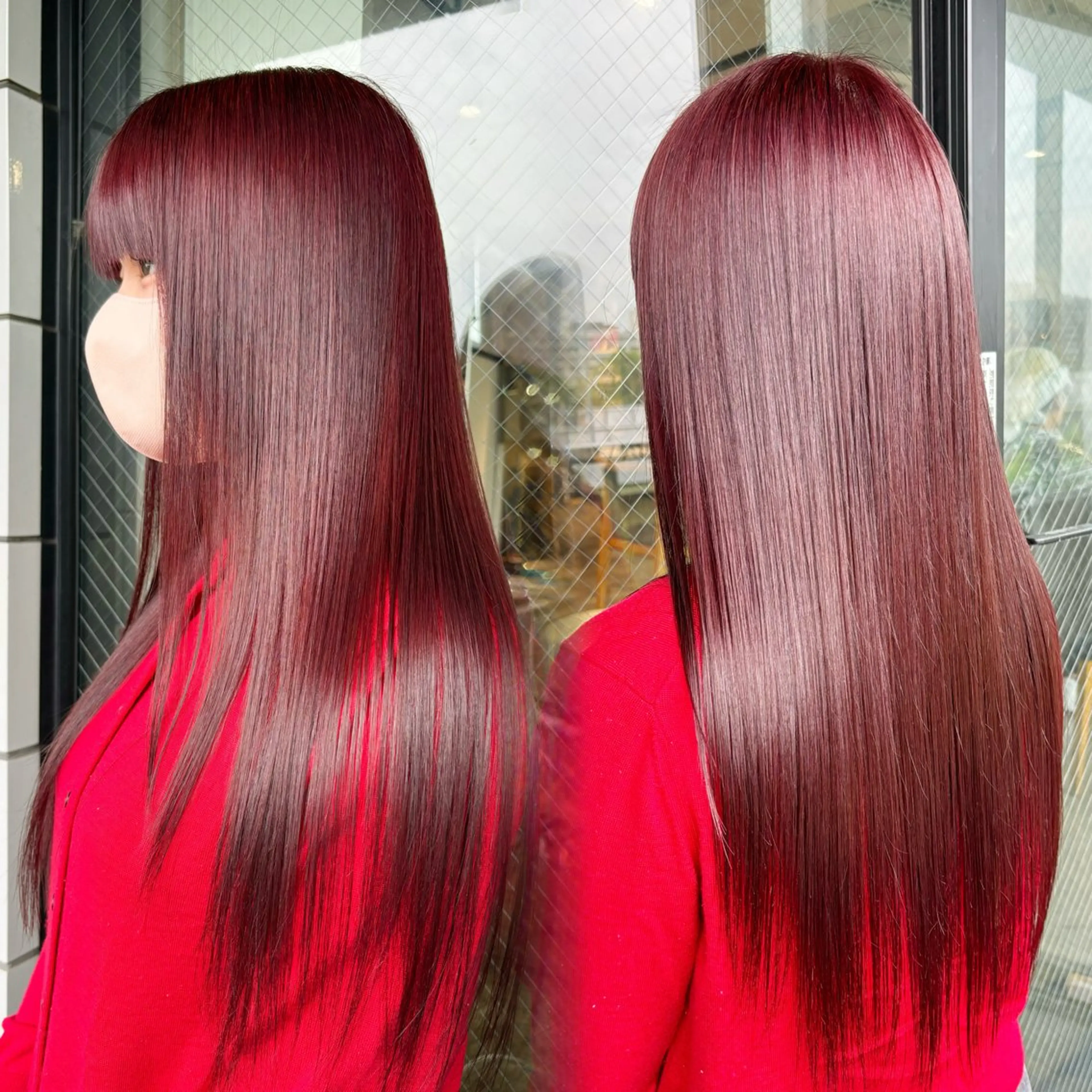 ロング カラー ボルドーカラー ケアカラー オレンジ ピンクカラー レッドカラー 暖色カラー🍒 ケアブリーチ/akiのヘアスタイル