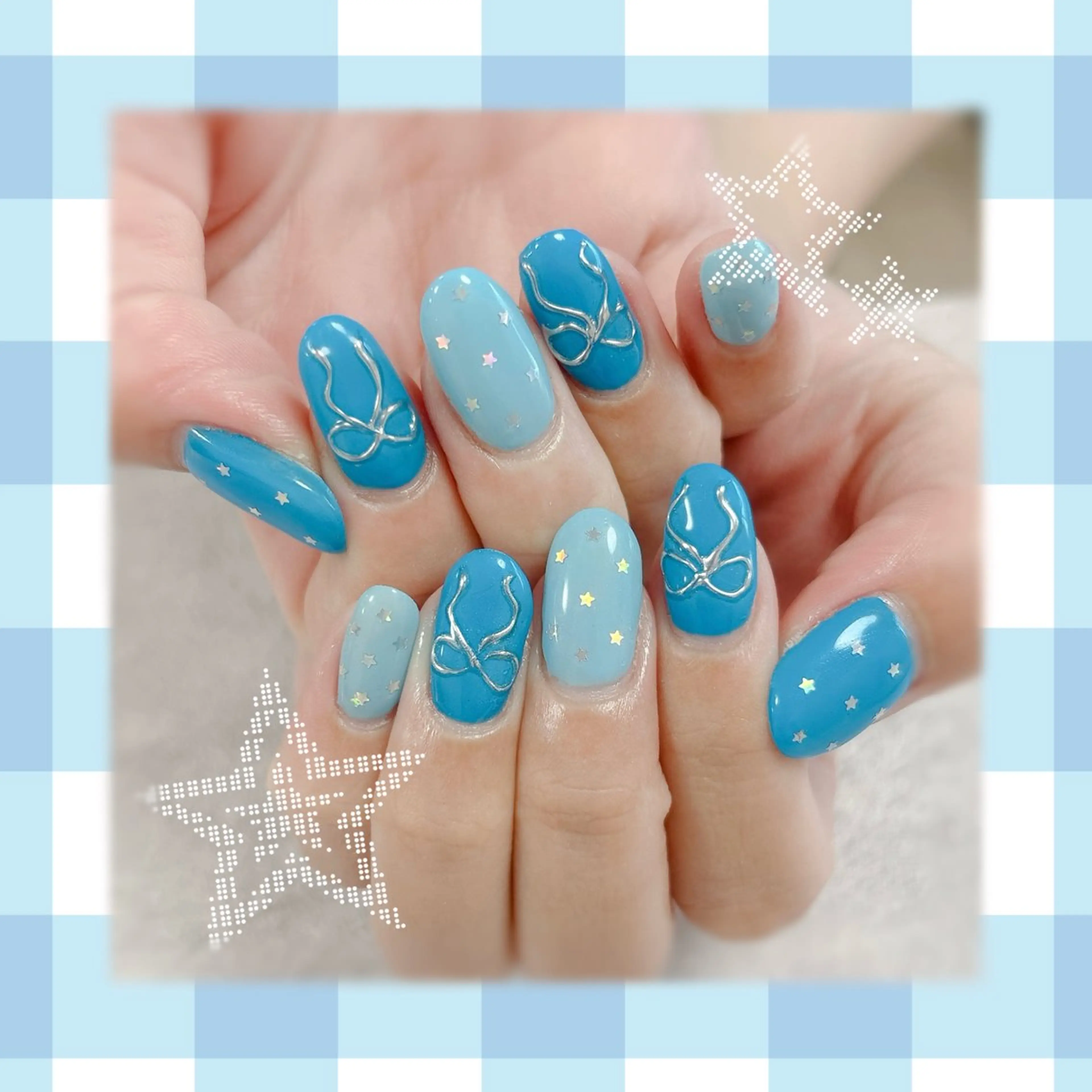 ネイル リボン ハンドネイル アネラ もか.⋆𝜗𝜚のネイルデザイン