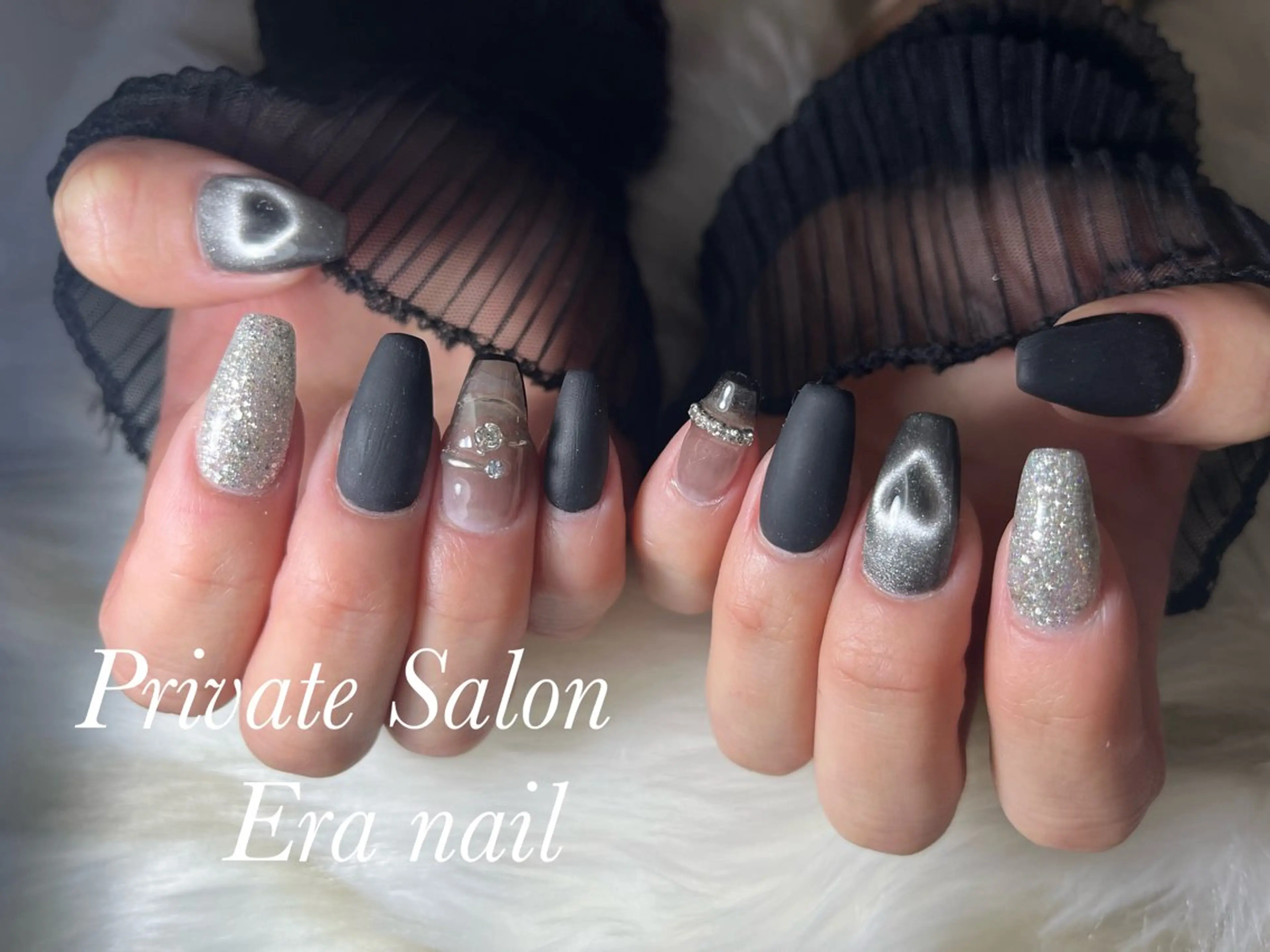 ネイル ハート マグネットネイル スカルプネイル Era nailのネイルデザイン