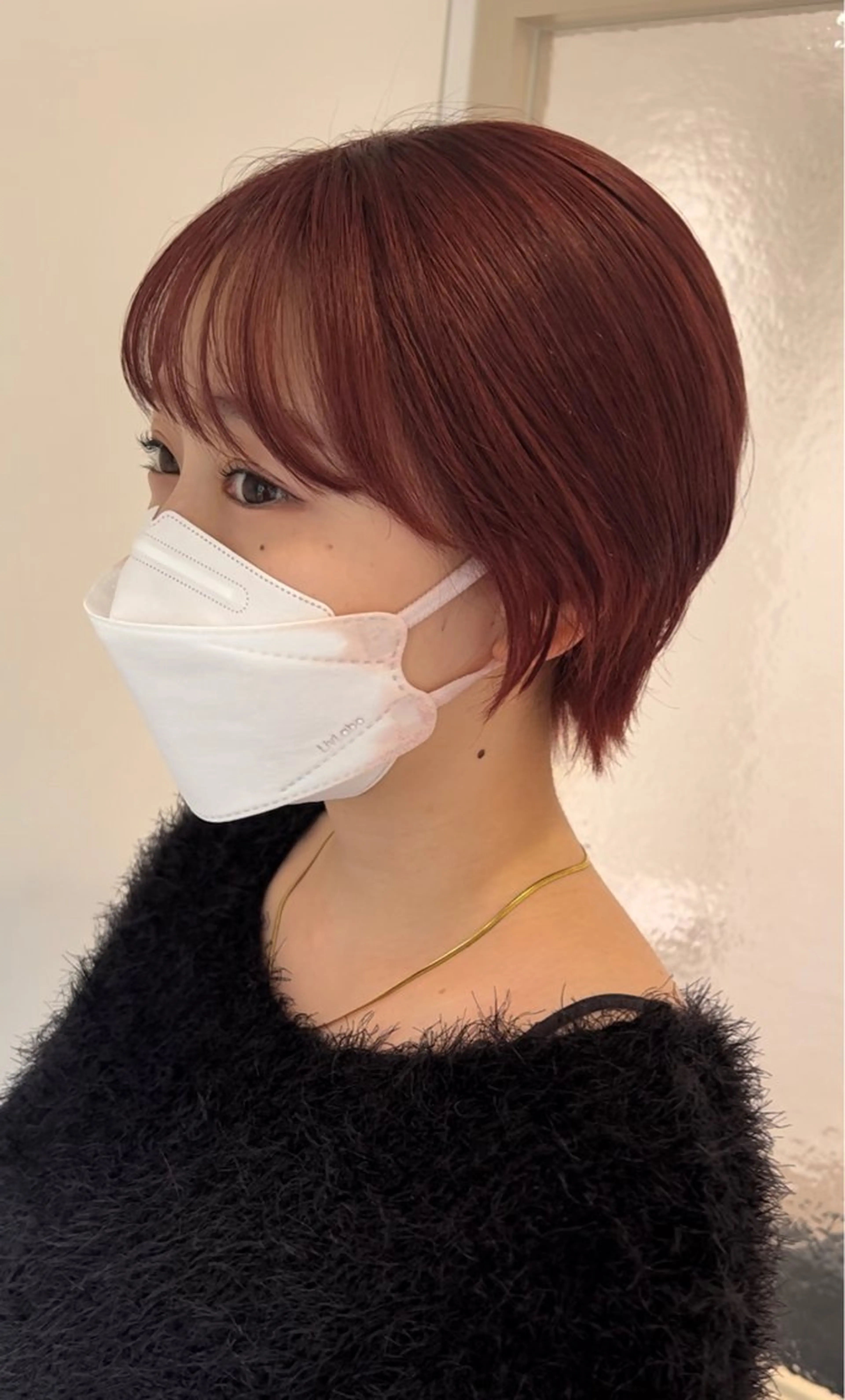 ミディアム カラー レッドカラー 山本 隼也のヘアスタイル