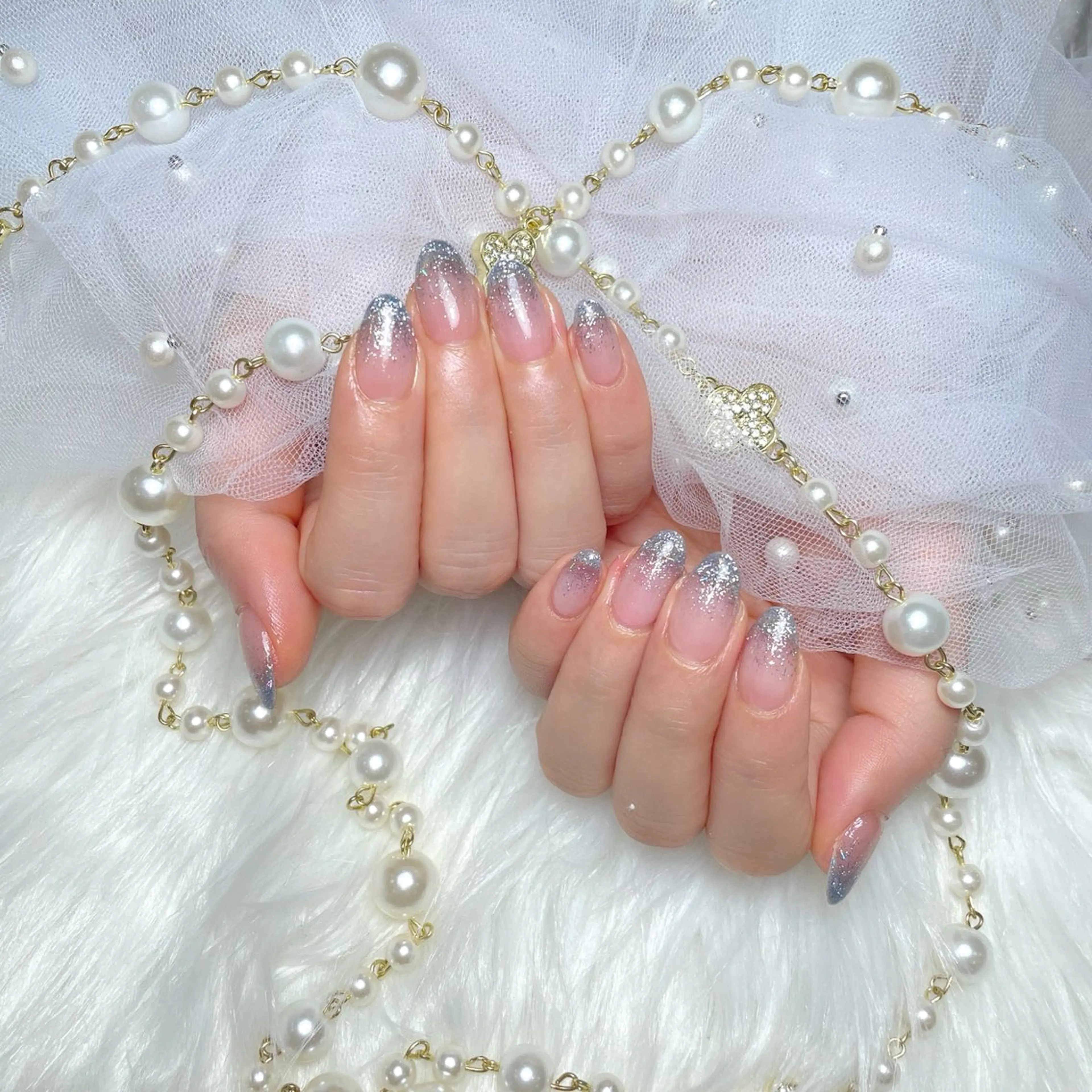 ネイル グラデーション ラメ(グリッター) ラメグラデーション 水色 M2 beauty Hoshinaのネイルデザイン